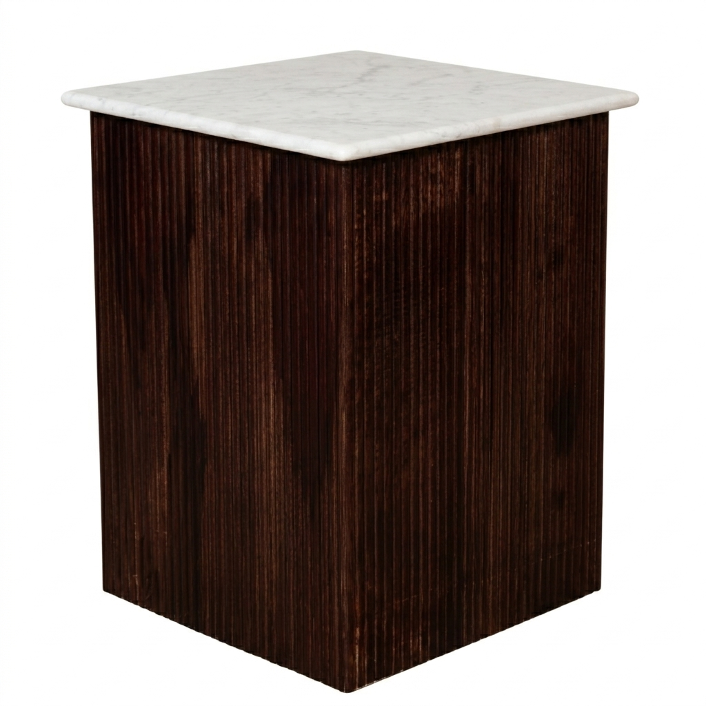Kylie White Marble Top Sheesham Wood Side table/ End table