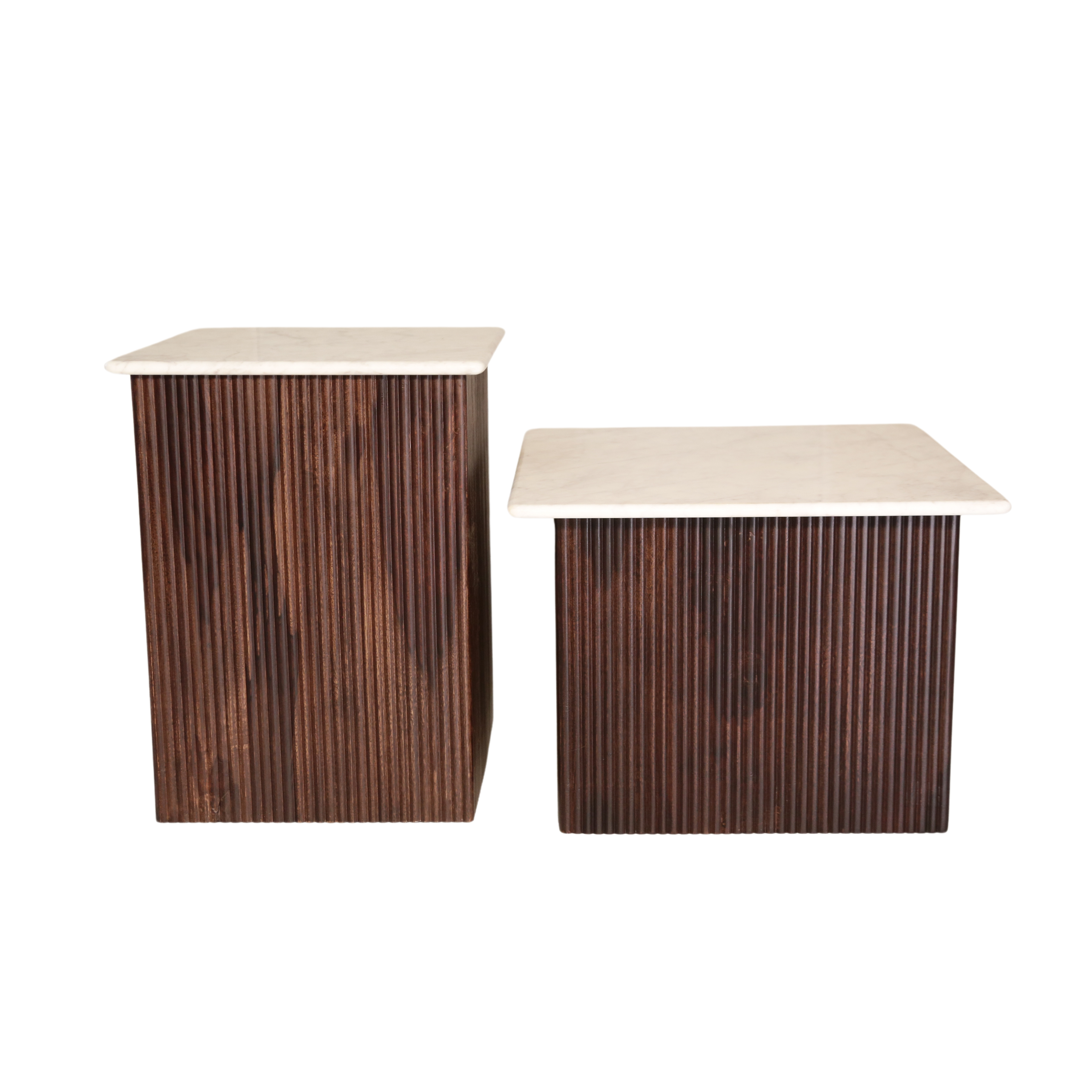 Kylie White marble Sheesham Wood Center table/ Coffee table Set of Two