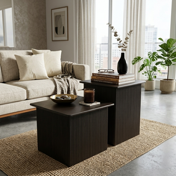Kylie White Marble Top Sheesham Wood Side table/ End table