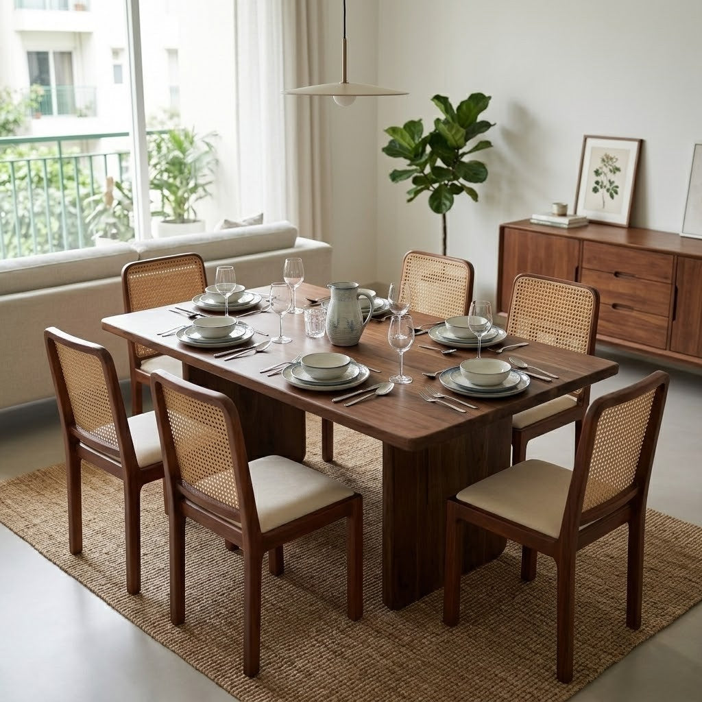 Levi Solid Wood Dining Table/ Six Seater