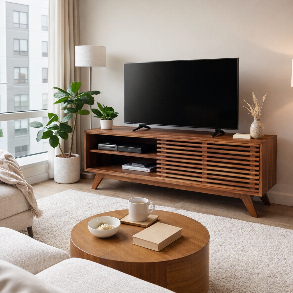Luxor Solid Wood  TV Unit with Sliding Door