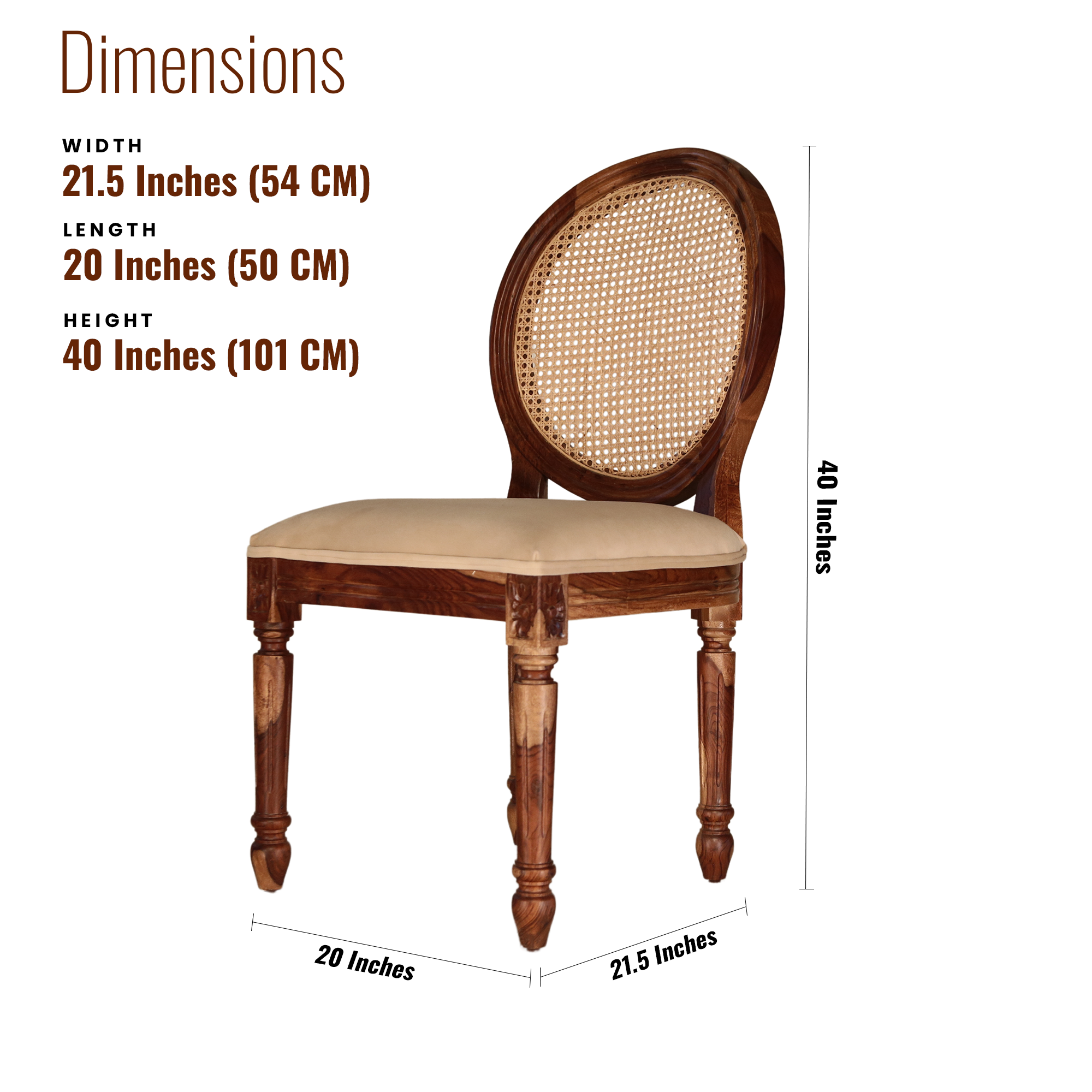 Lyon Sheesham Wood Dining Chair Cane back