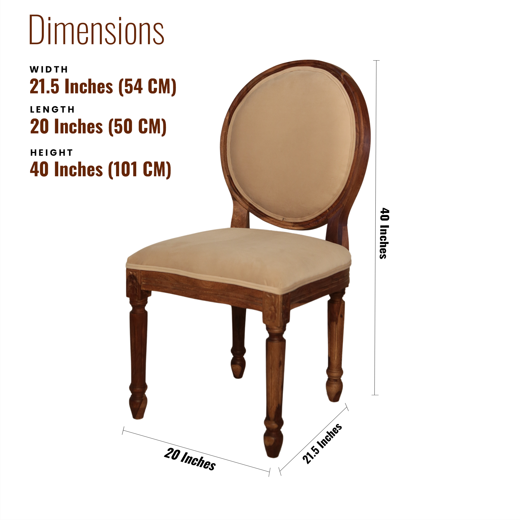 Lyon Sheesham Wood Dining Chair Cushion back | Set of 2