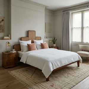 Napoleon Solid Wood King Size Bed with cane detailing