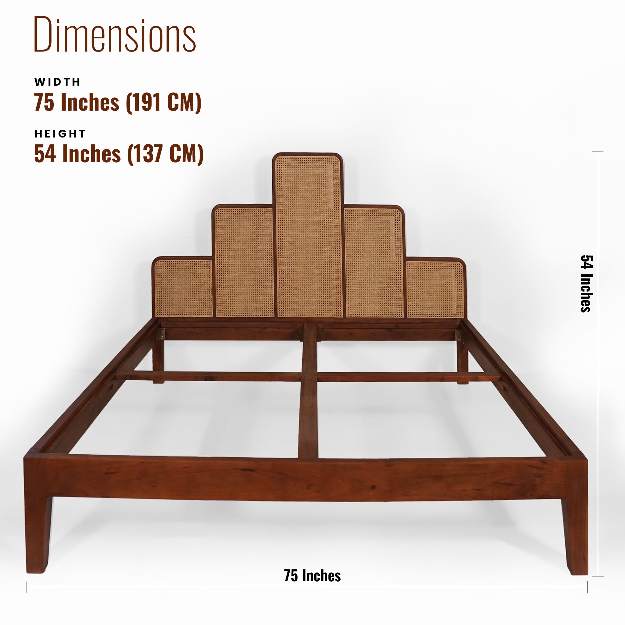 Napoleon Solid Wood King Size Bed with cane detailing