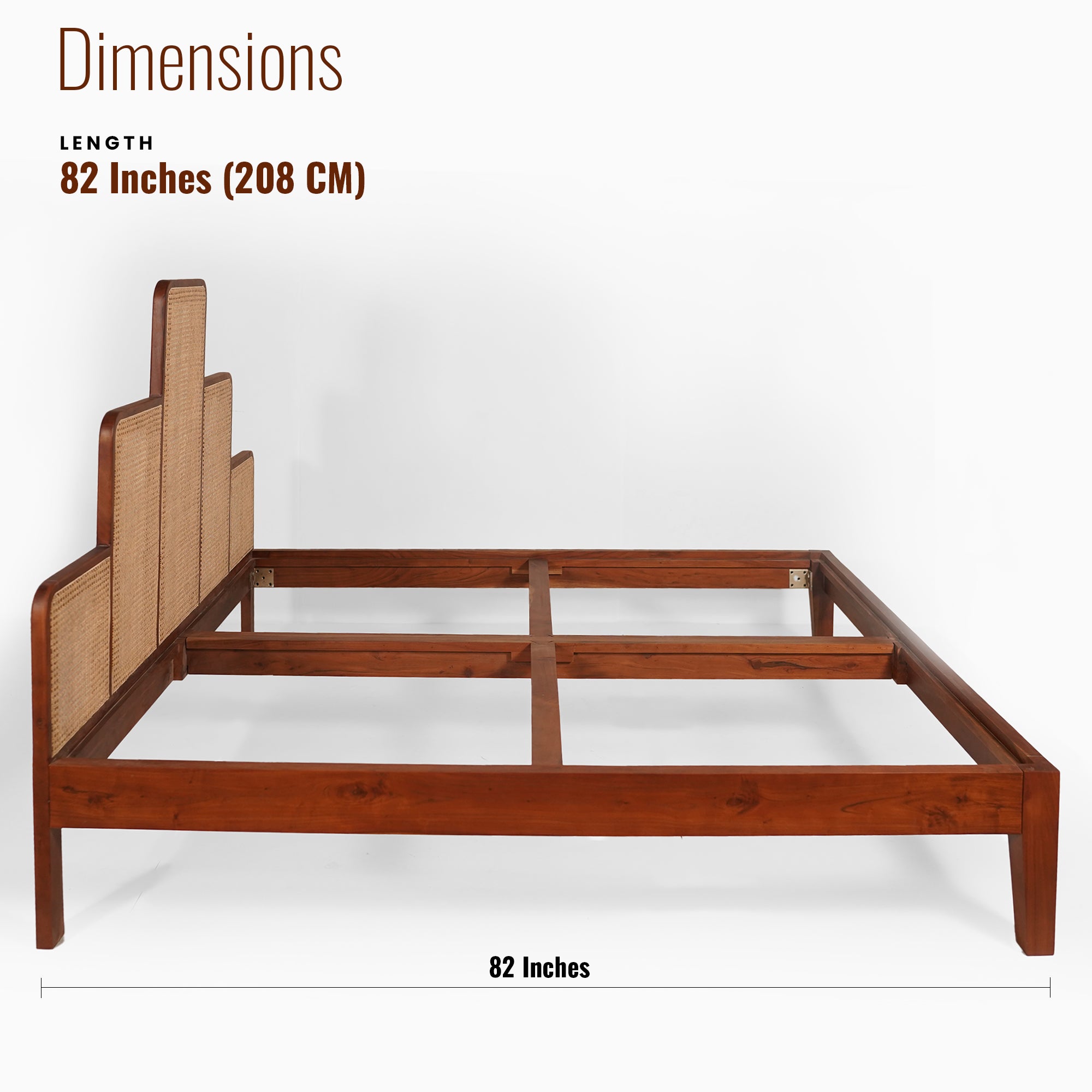 Napoleon Solid Wood King Size Bed with cane detailing