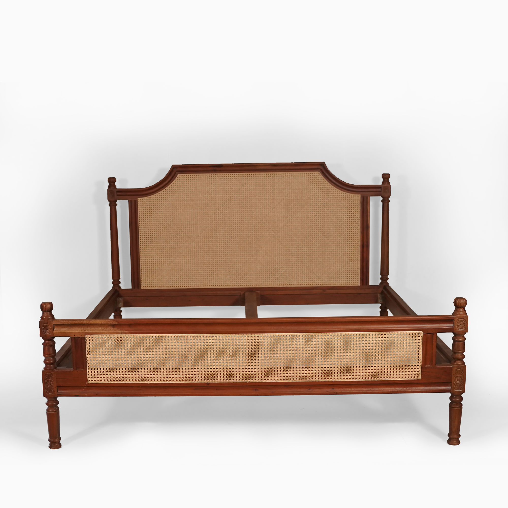 Paradise Solid Wood King Size Bed with cane detailing