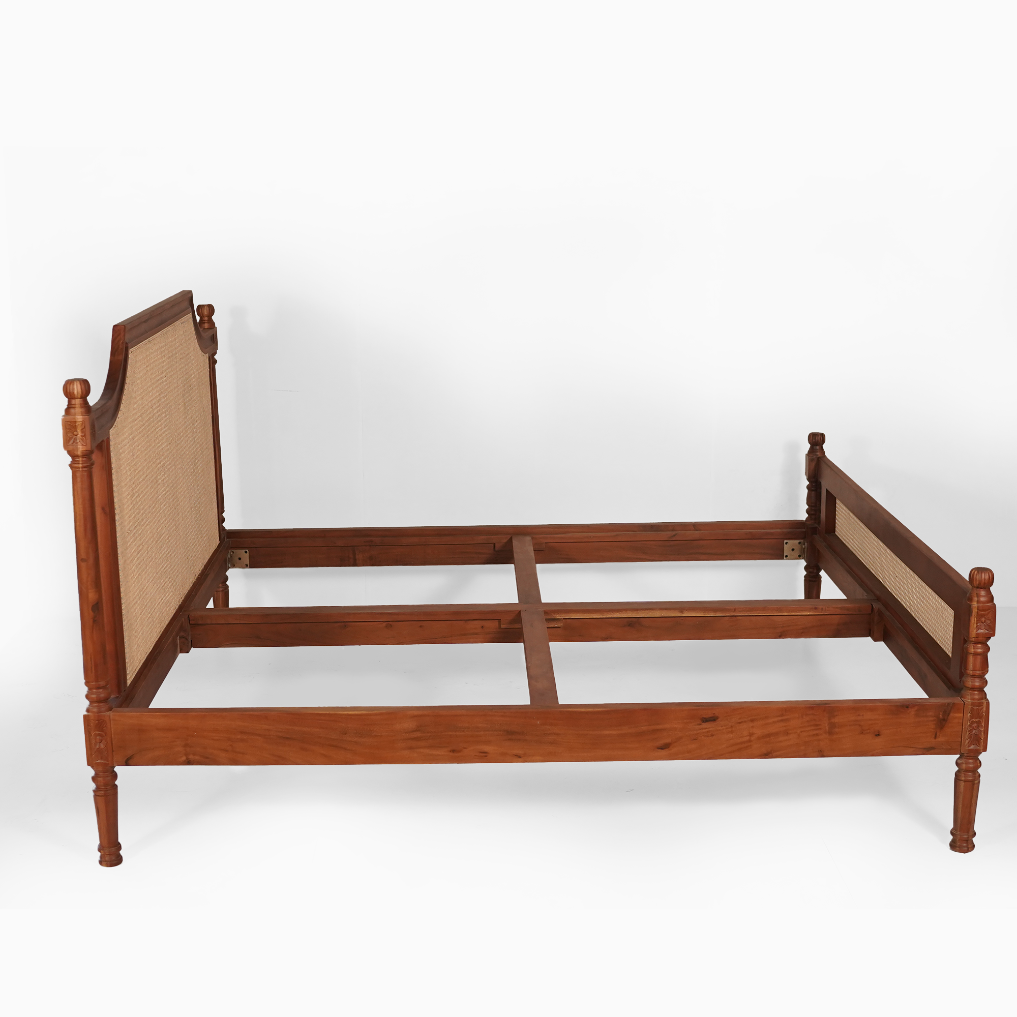Paradise Solid Wood King Size Bed with cane detailing