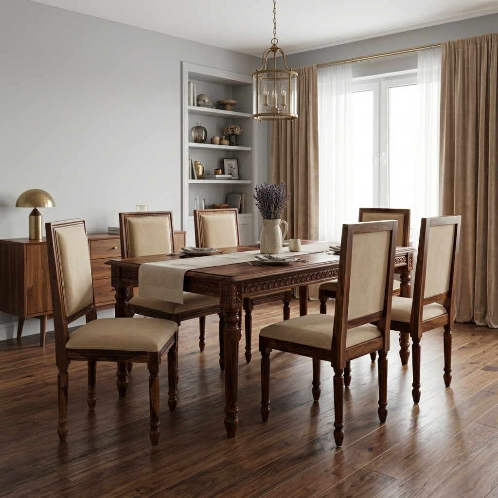 Paris Sheesham Wood Dining Chair Cushion back