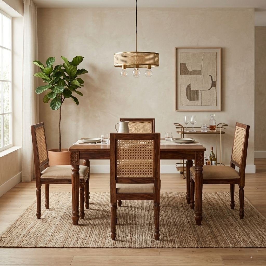 Paris Sheesham Wood Dining Chair Cane back
