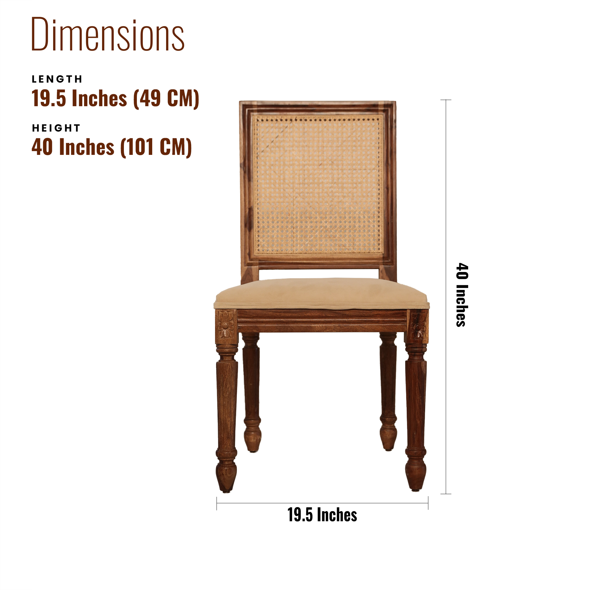 Paris Sheesham Wood Dining Chair Cane back