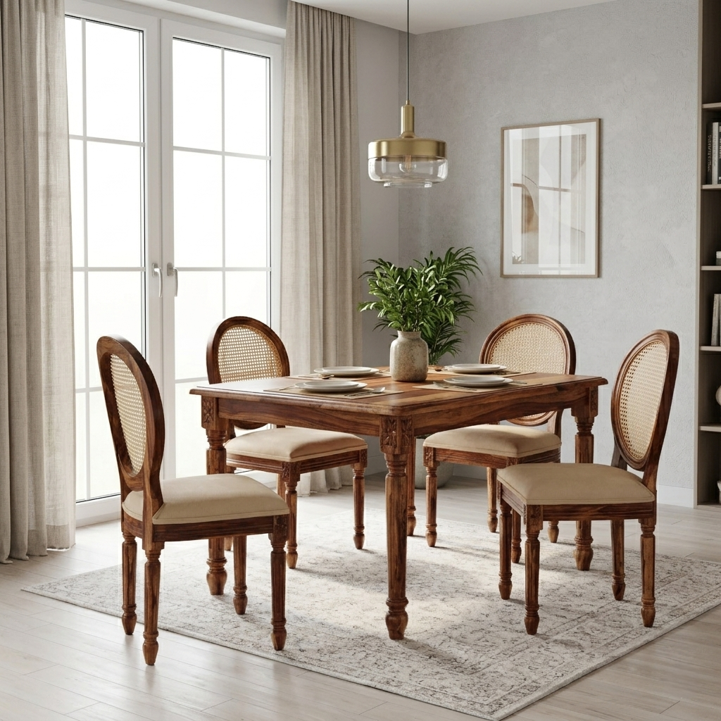 Paris Sheesham Wood Dining Table/ Six Seater