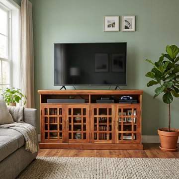 Phillipe Solid Wood Sideboard/Buffet with 4 door 2 open shelves