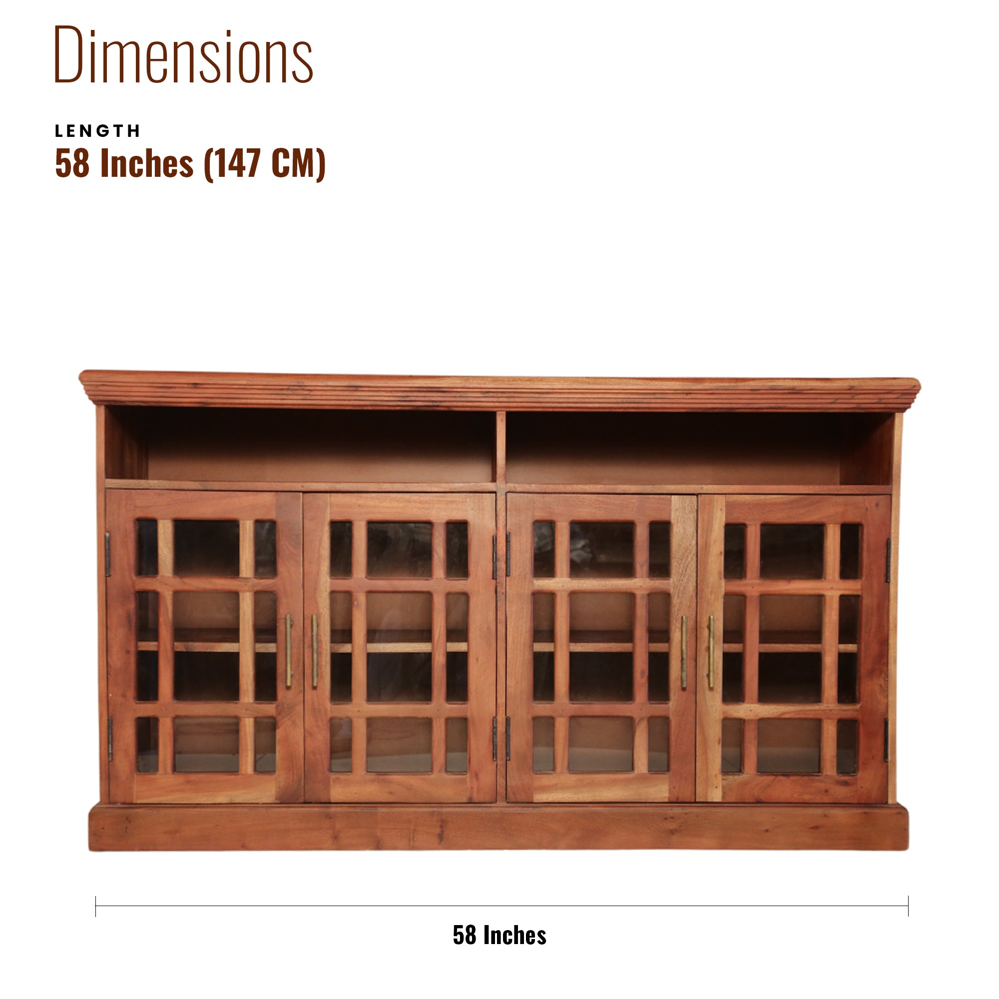 Phillipe Solid Wood Sideboard/Buffet with 4 door 2 open shelves
