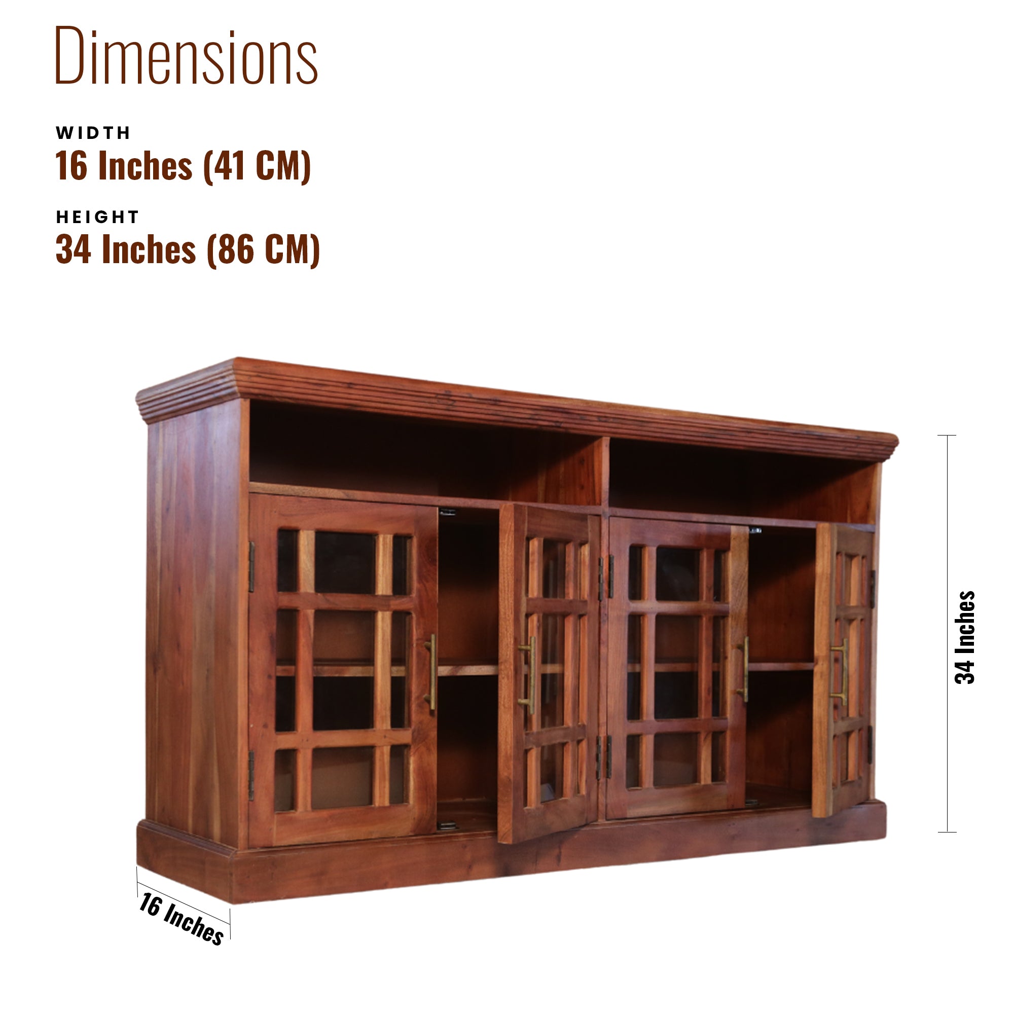 Phillipe Solid Wood Sideboard/Buffet with 4 door 2 open shelves