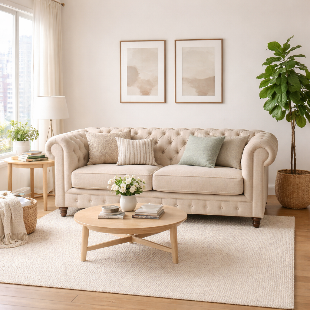 Pure Accents Classic Three Seater Chesterfield Sofa