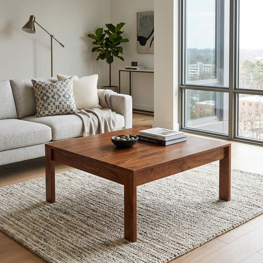 Roger Solid Sheesham Wood Square Center table/ Coffee table