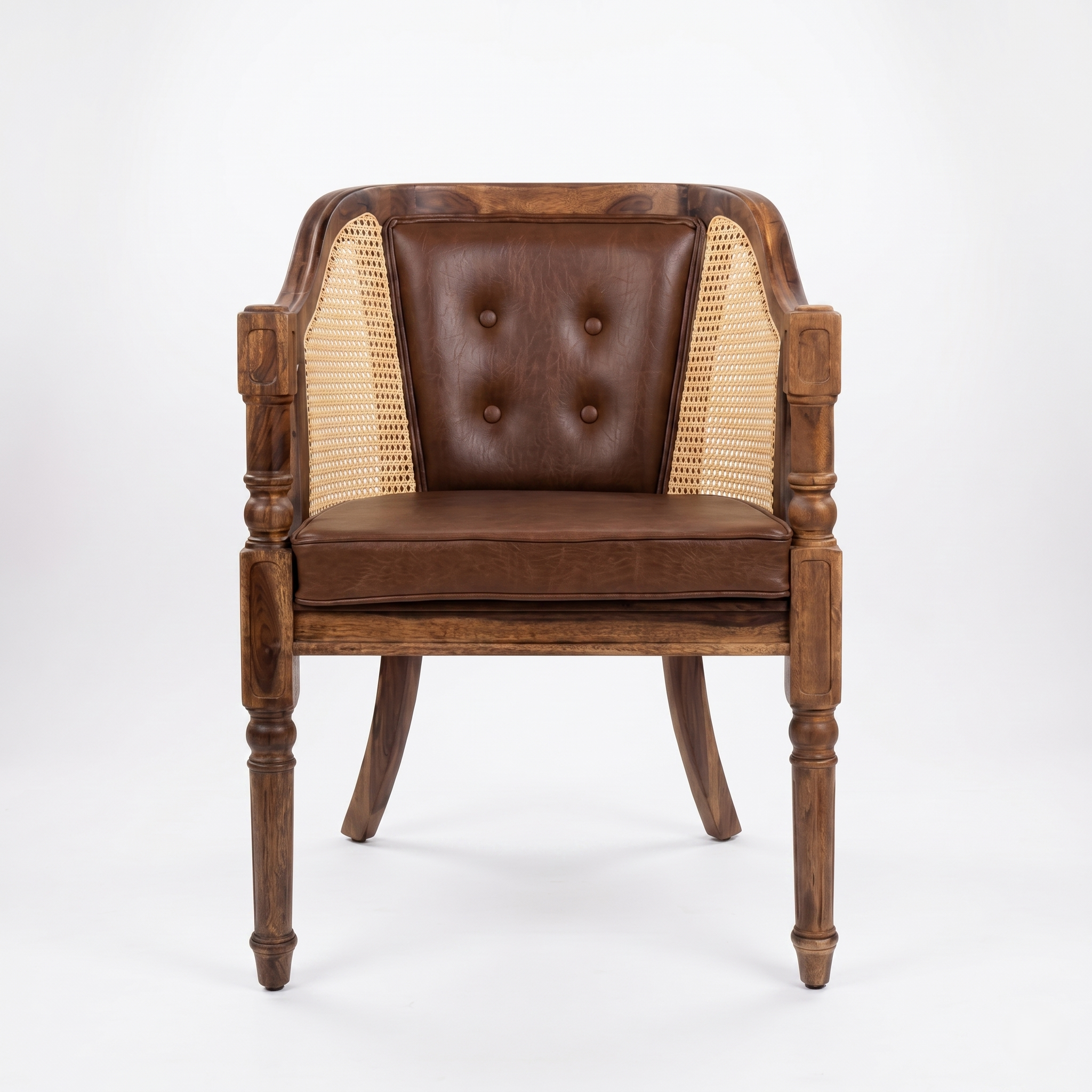 Tamsa Solid Wood Accent Chair/ Lounge Chair with Cane Accents