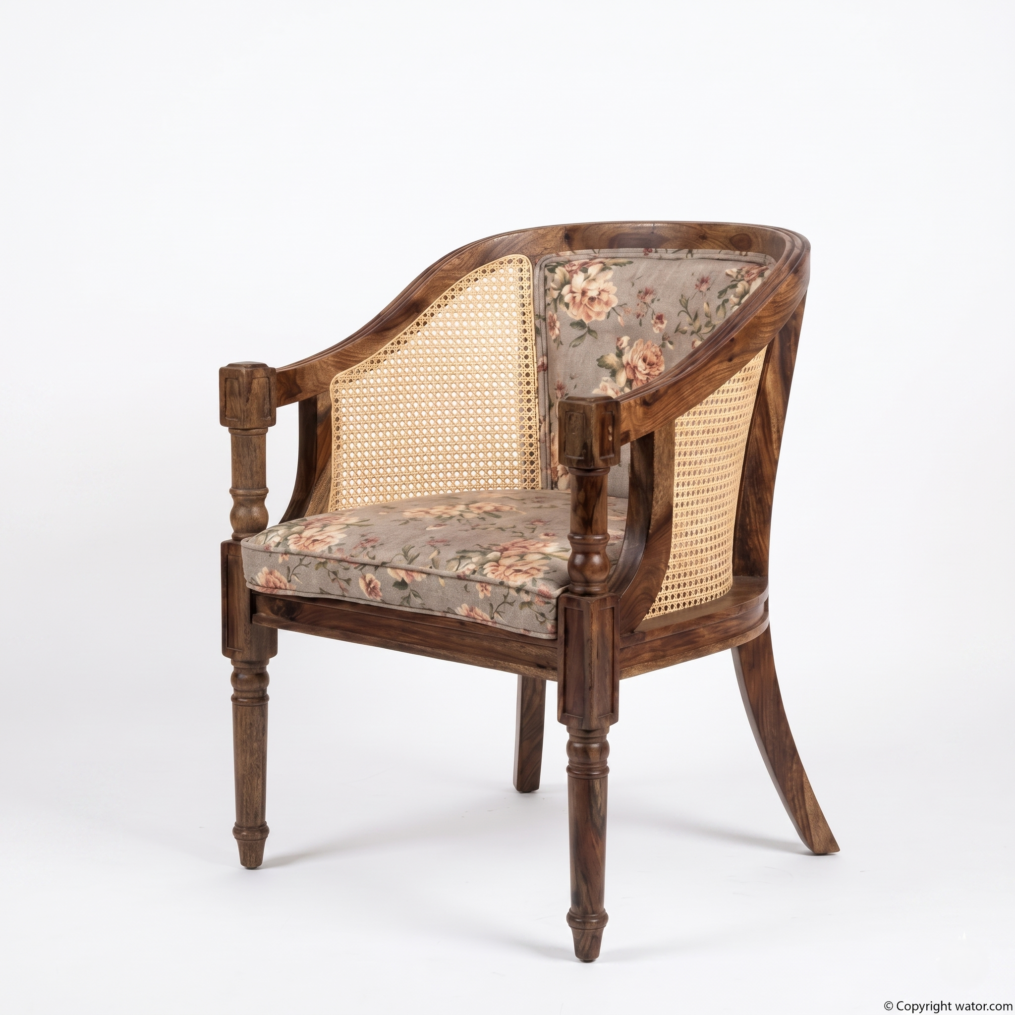 Tamsa Solid Wood Accent Chair/ Lounge Chair with Cane Accents
