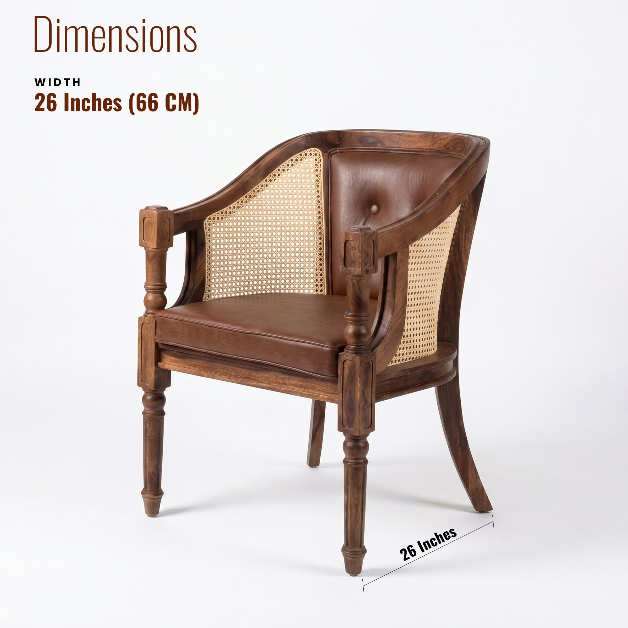 Tamsa Solid Wood Accent Chair/ Lounge Chair with Cane Accents