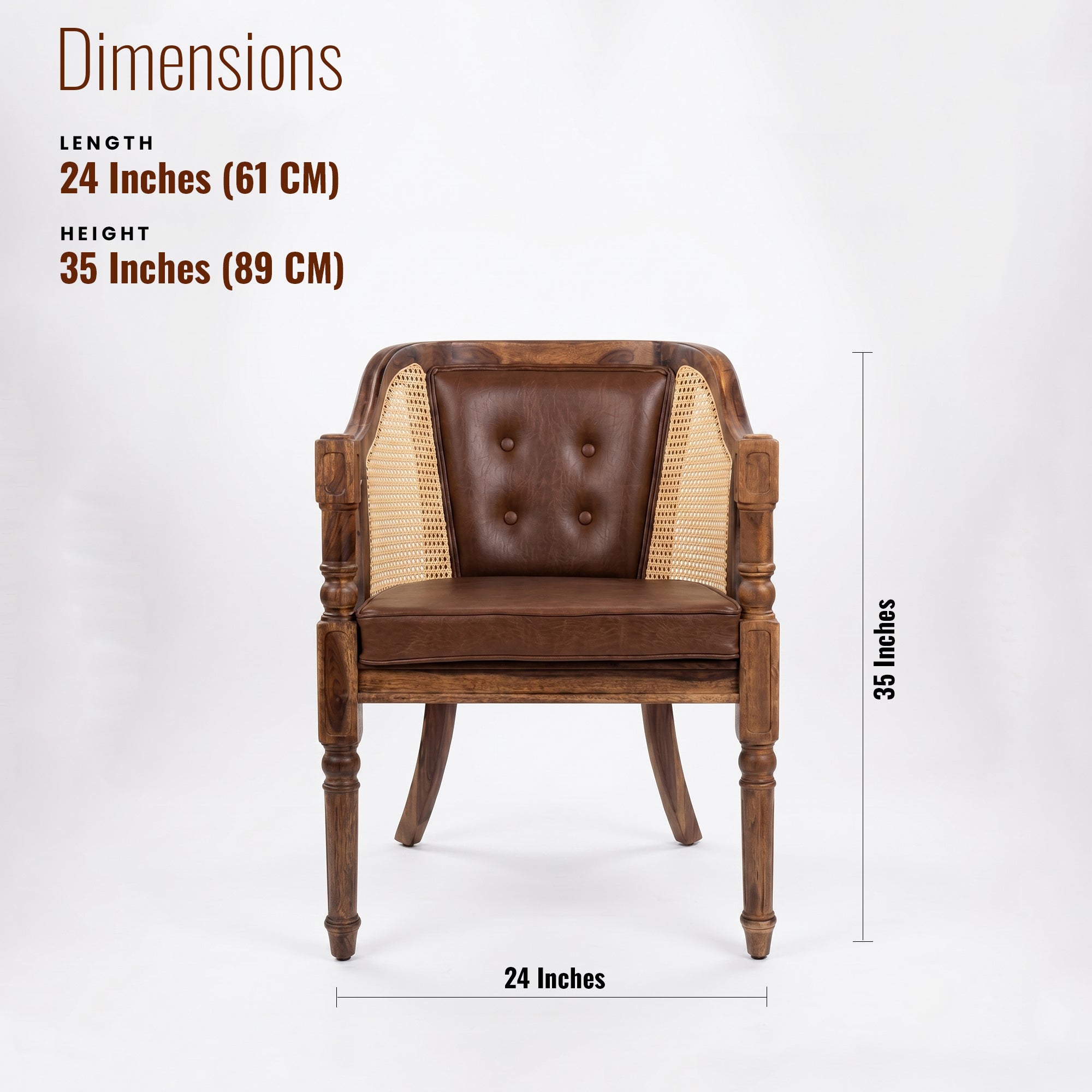 Tamsa Solid Wood Accent Chair/ Lounge Chair with Cane Accents