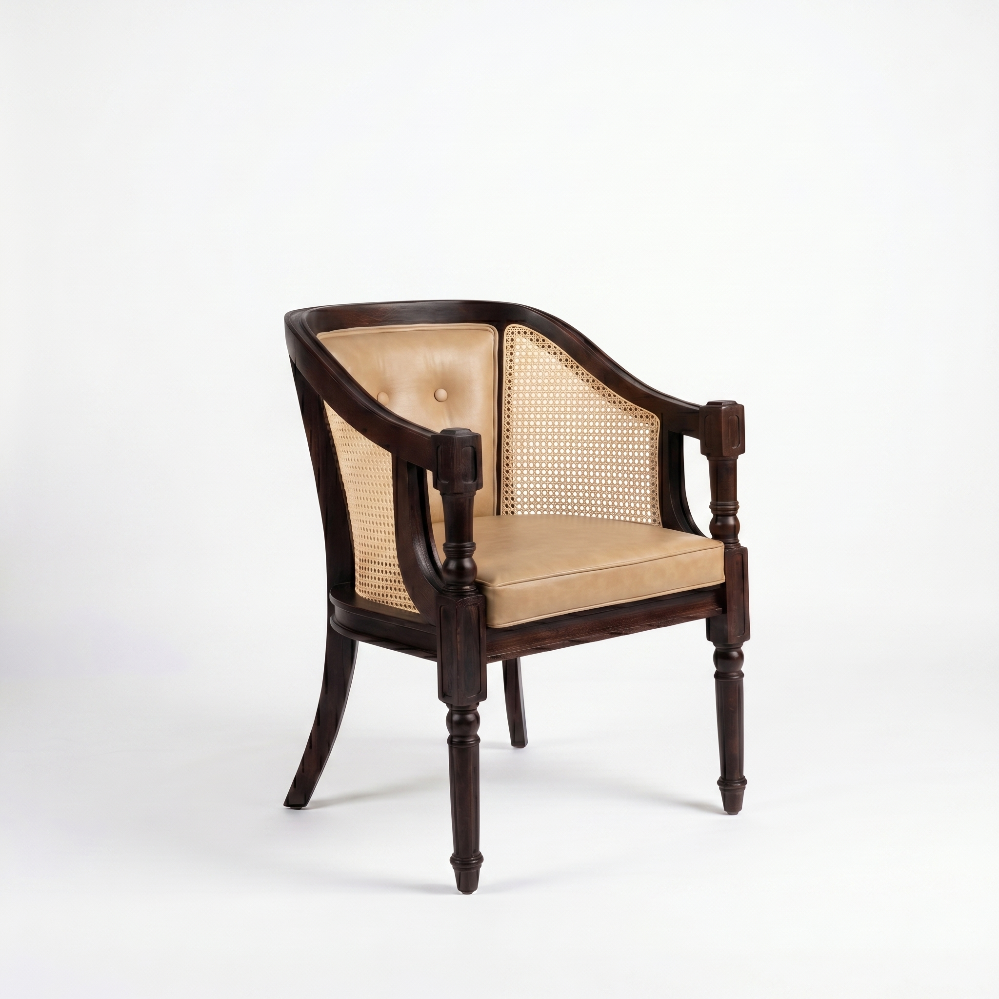 Tamsa Solid Wood Accent Chair/ Lounge Chair with Cane Accents