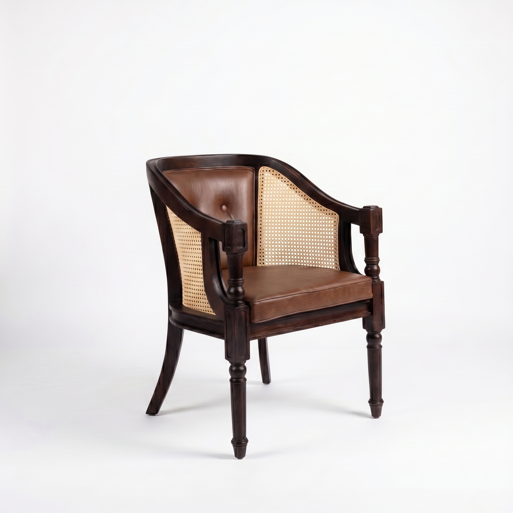 Tamsa Solid Wood Accent Chair/ Lounge Chair with Cane Accents