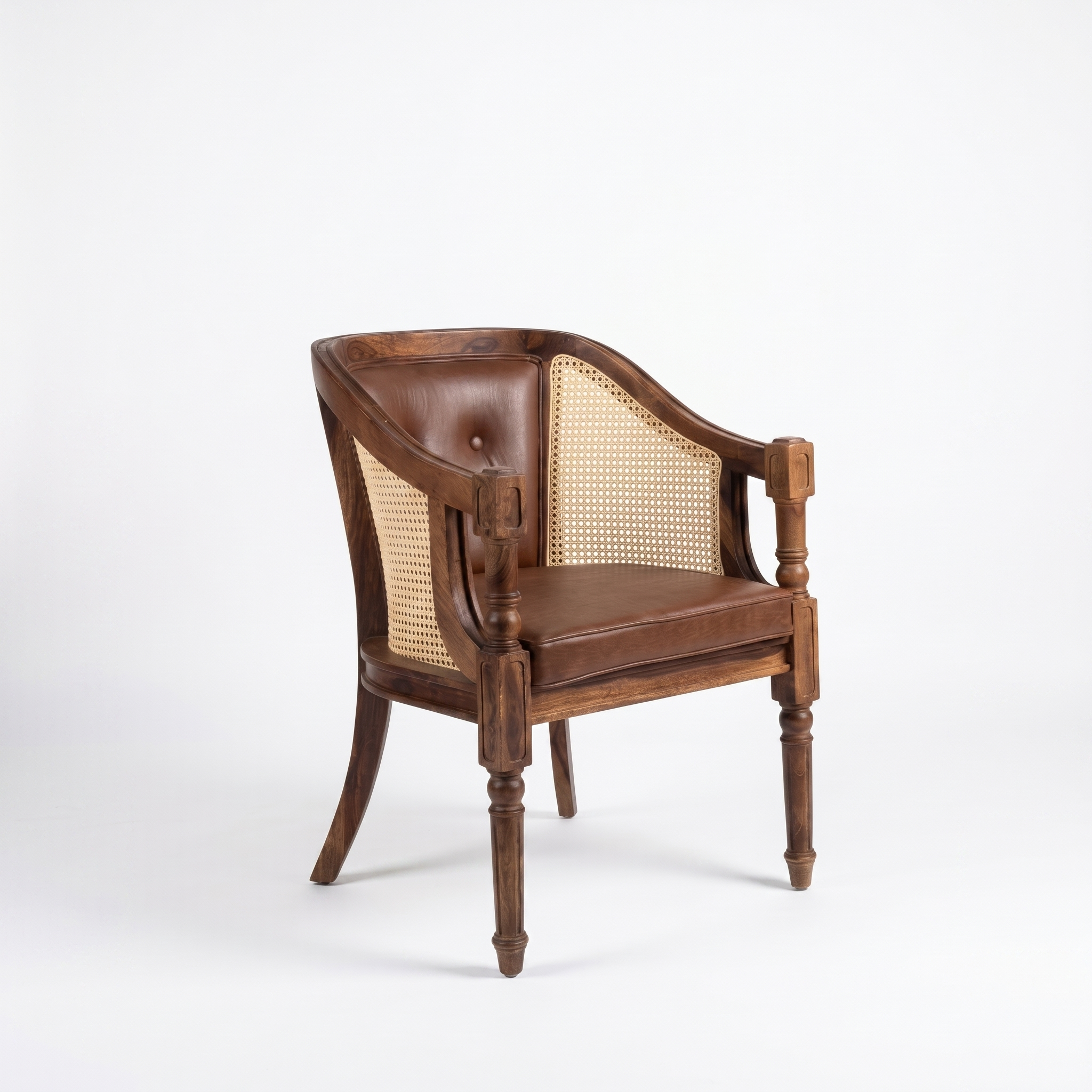 Tamsa Solid Wood Accent Chair/ Lounge Chair with Cane Accents