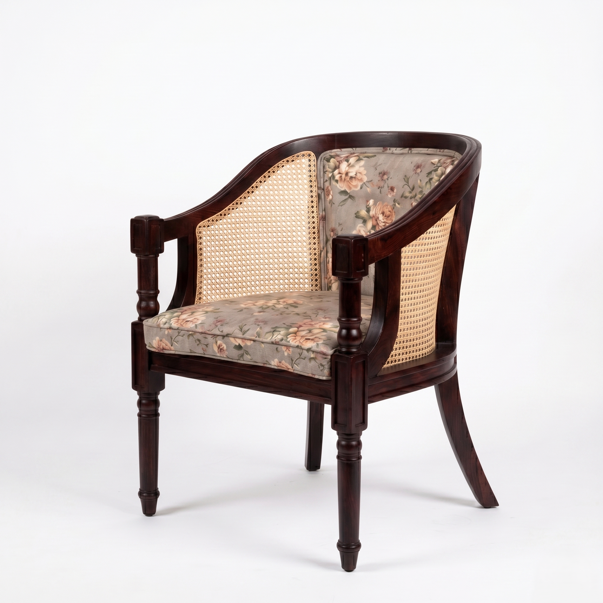 Tamsa Solid Wood Accent Chair/ Lounge Chair with Cane Accents