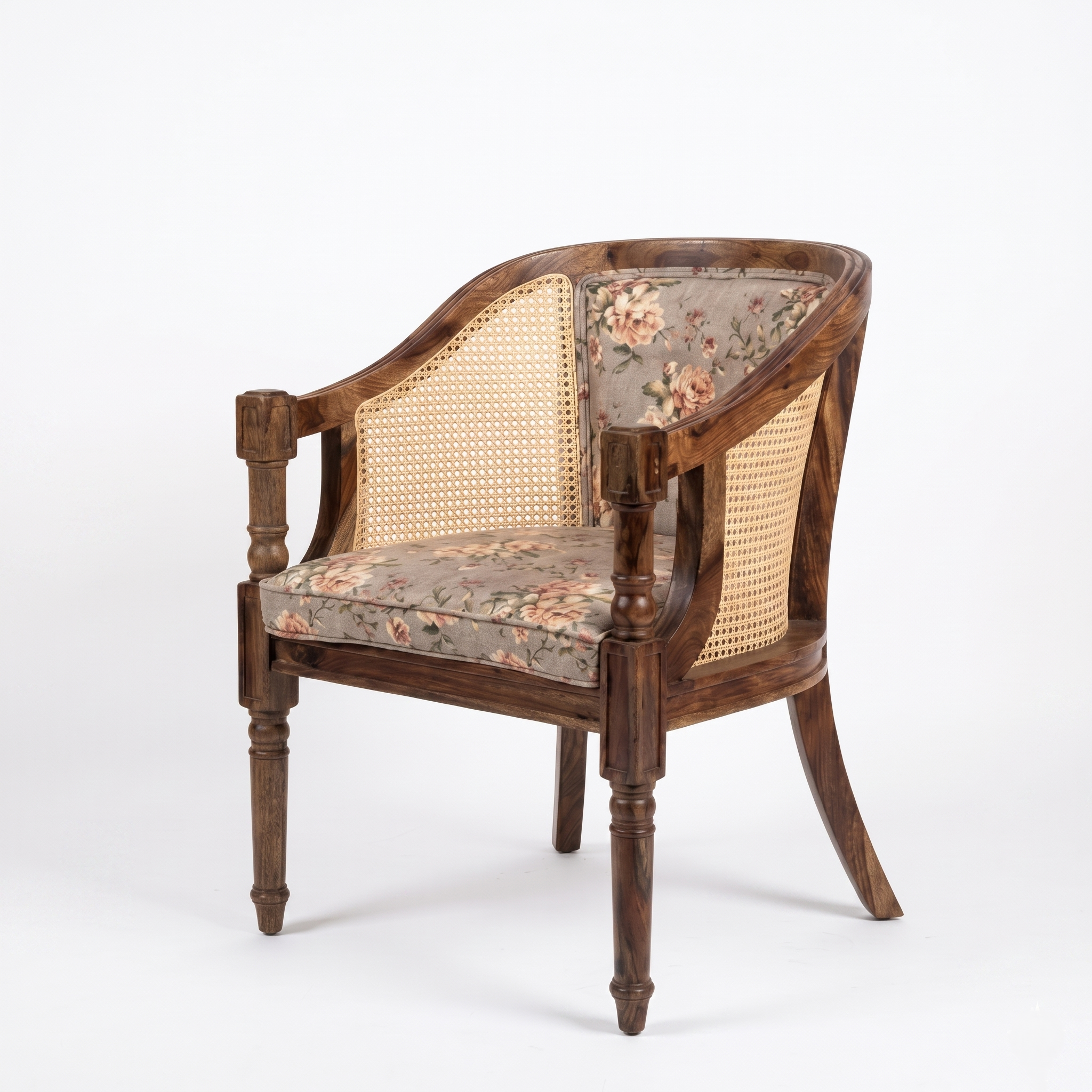 Tamsa Solid Wood Accent Chair/ Lounge Chair with Cane Accents