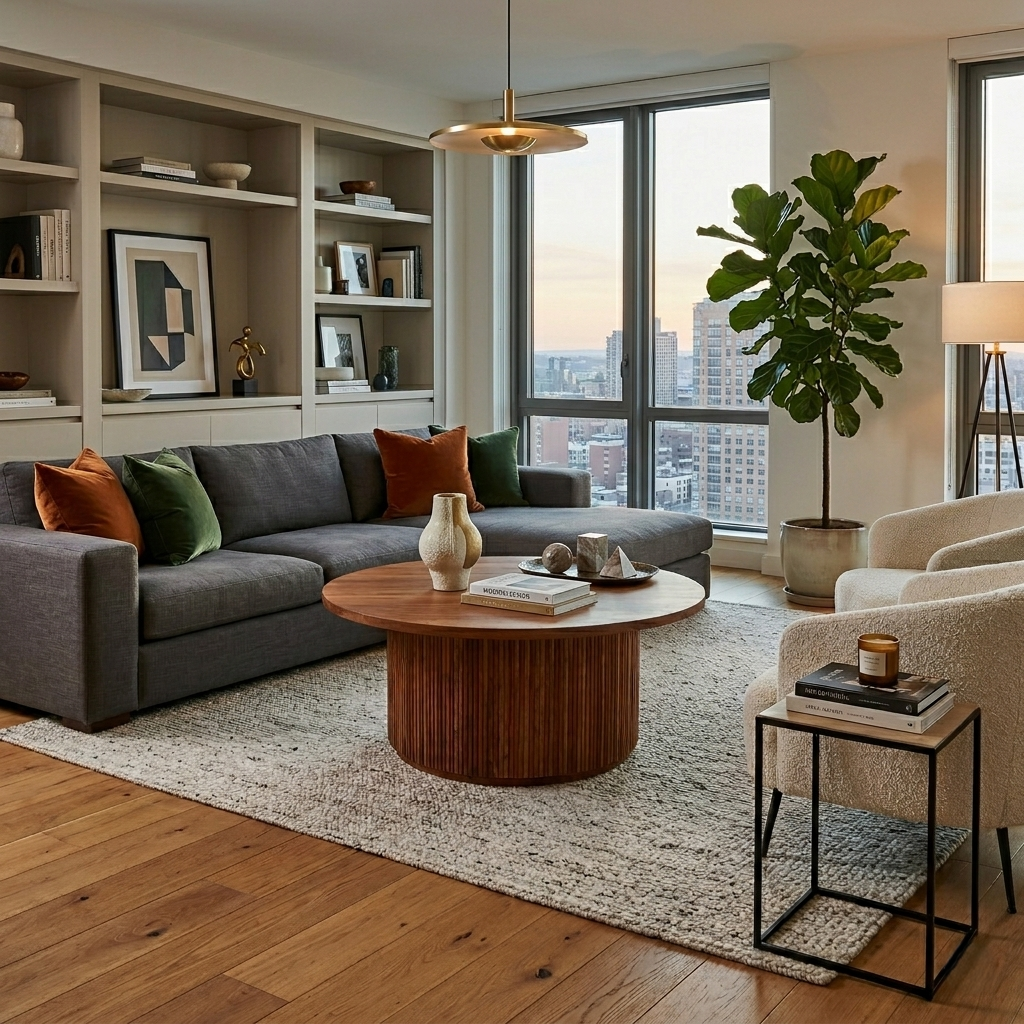 Theo Solid Wood Round Center table/ Coffee table