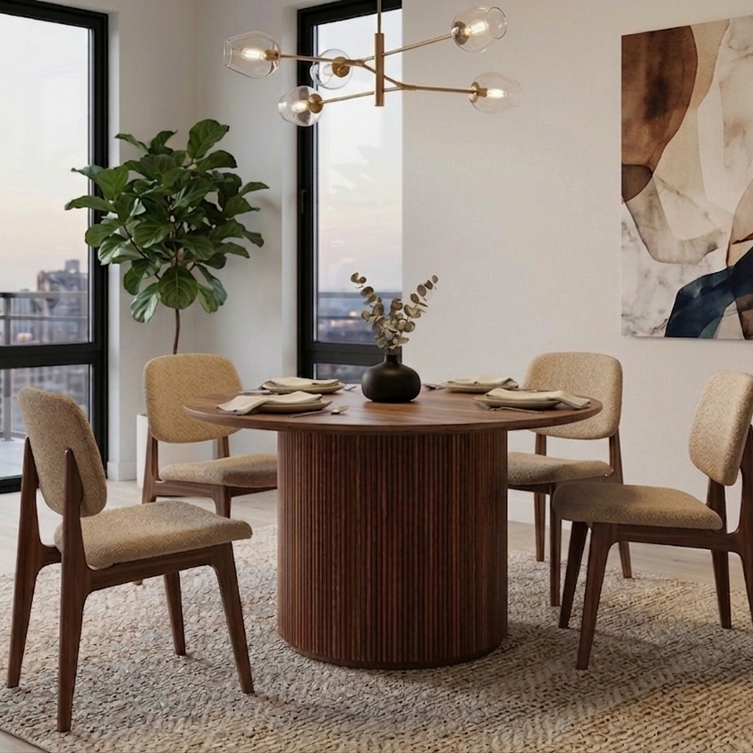 Theo Solid Wood Round Dining Table
