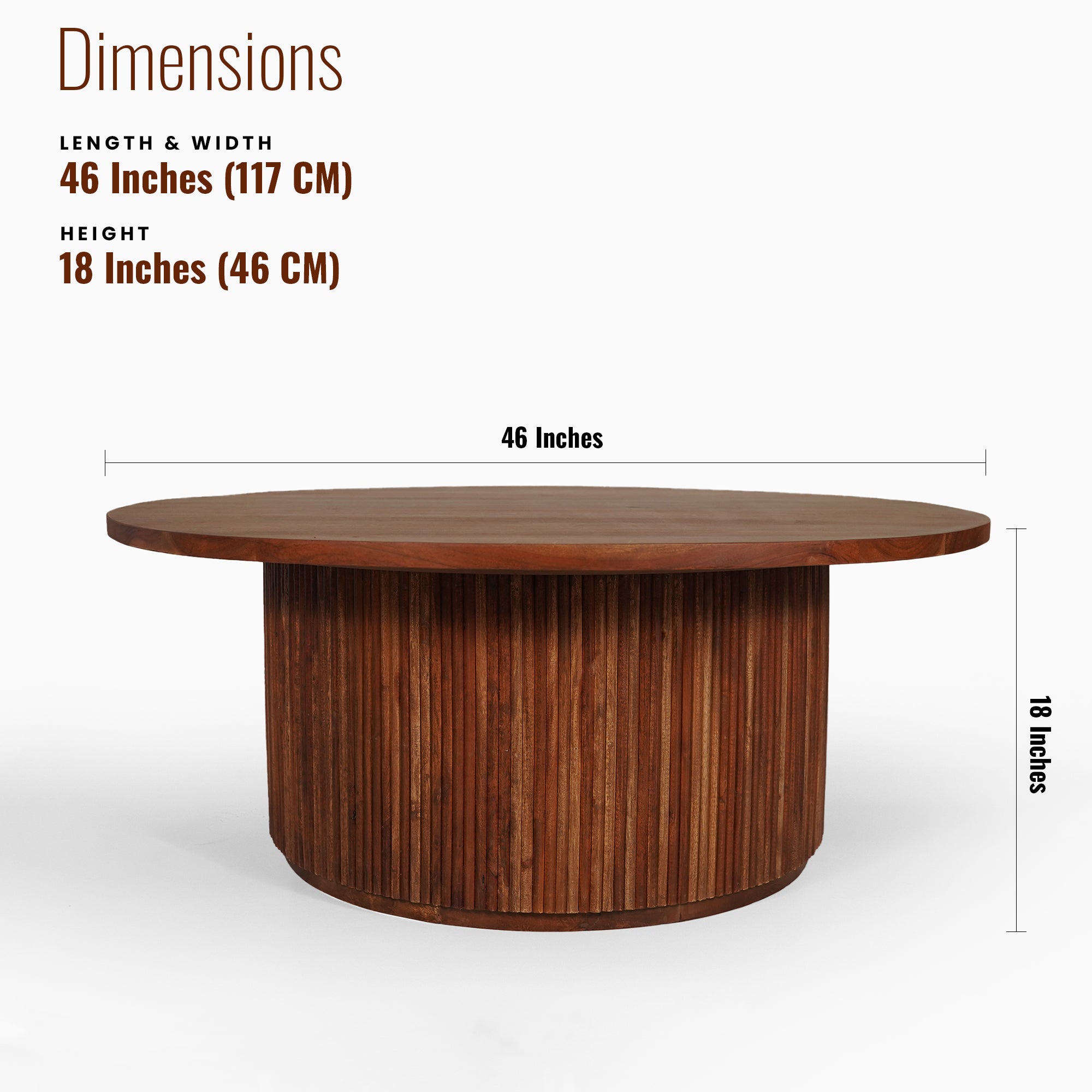 Theo Solid Wood Round Center table/ Coffee table White Marble