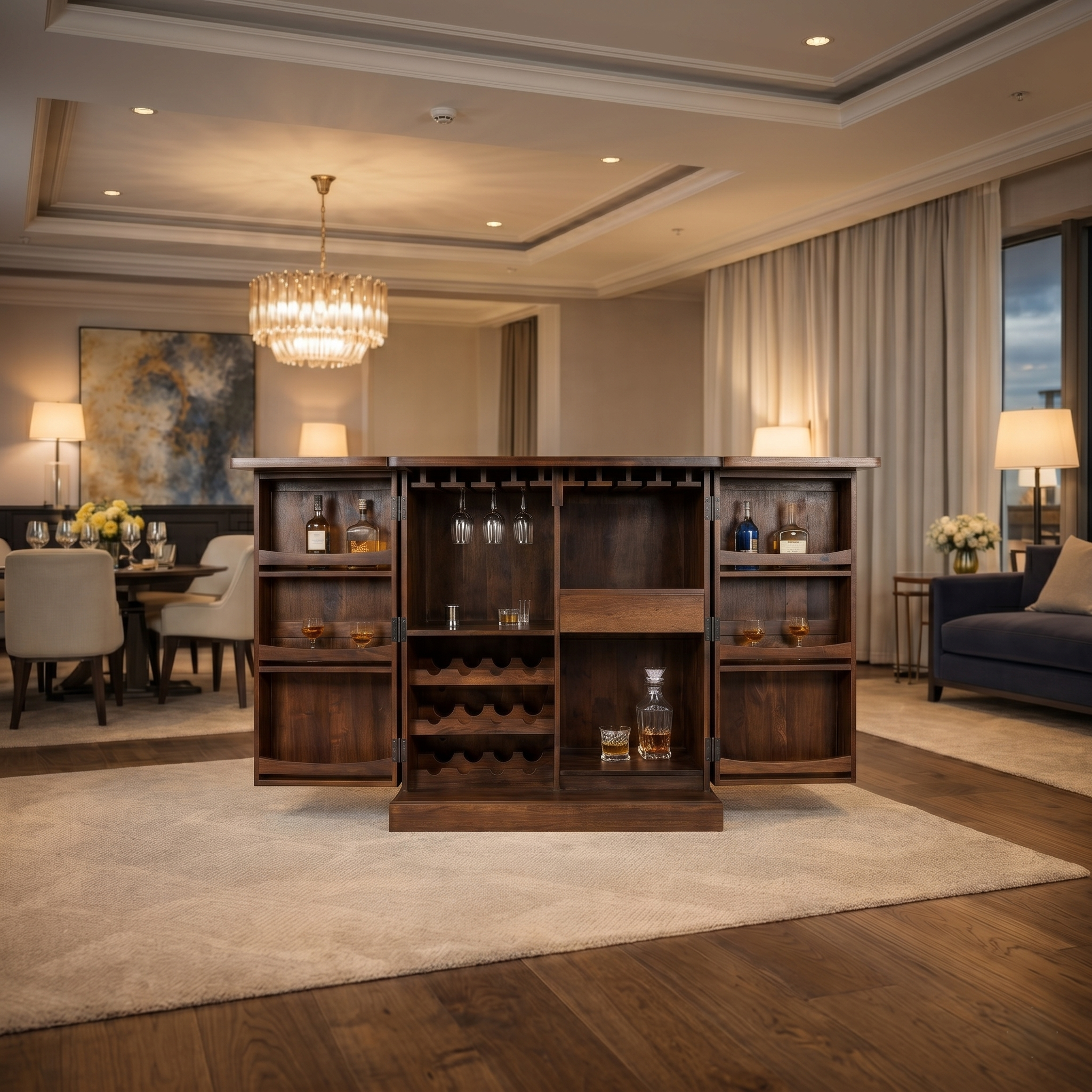 Tuscany Solid Wood Bar Counter/Bar Storage Cabinet
