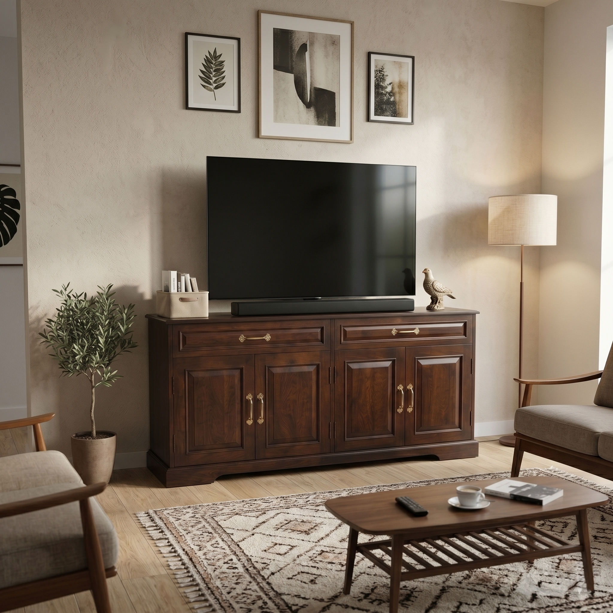 Tuscany Solid Wood Sideboard 4 Door 2 Drawer