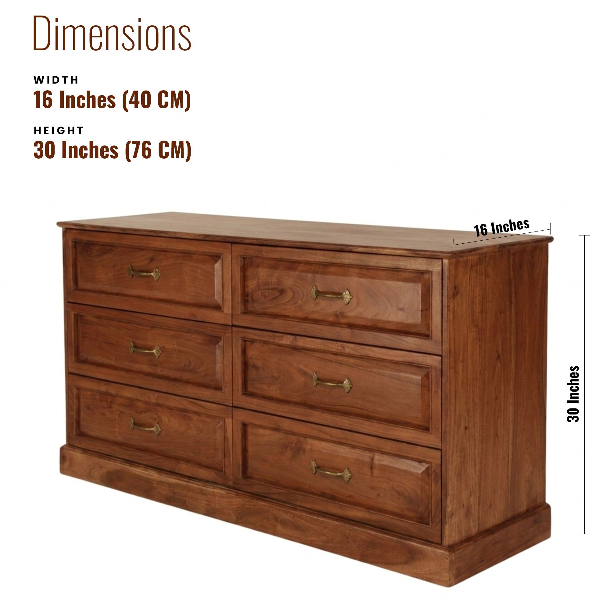 Tuscany Solid Wood Chest of Drawers with six drawers