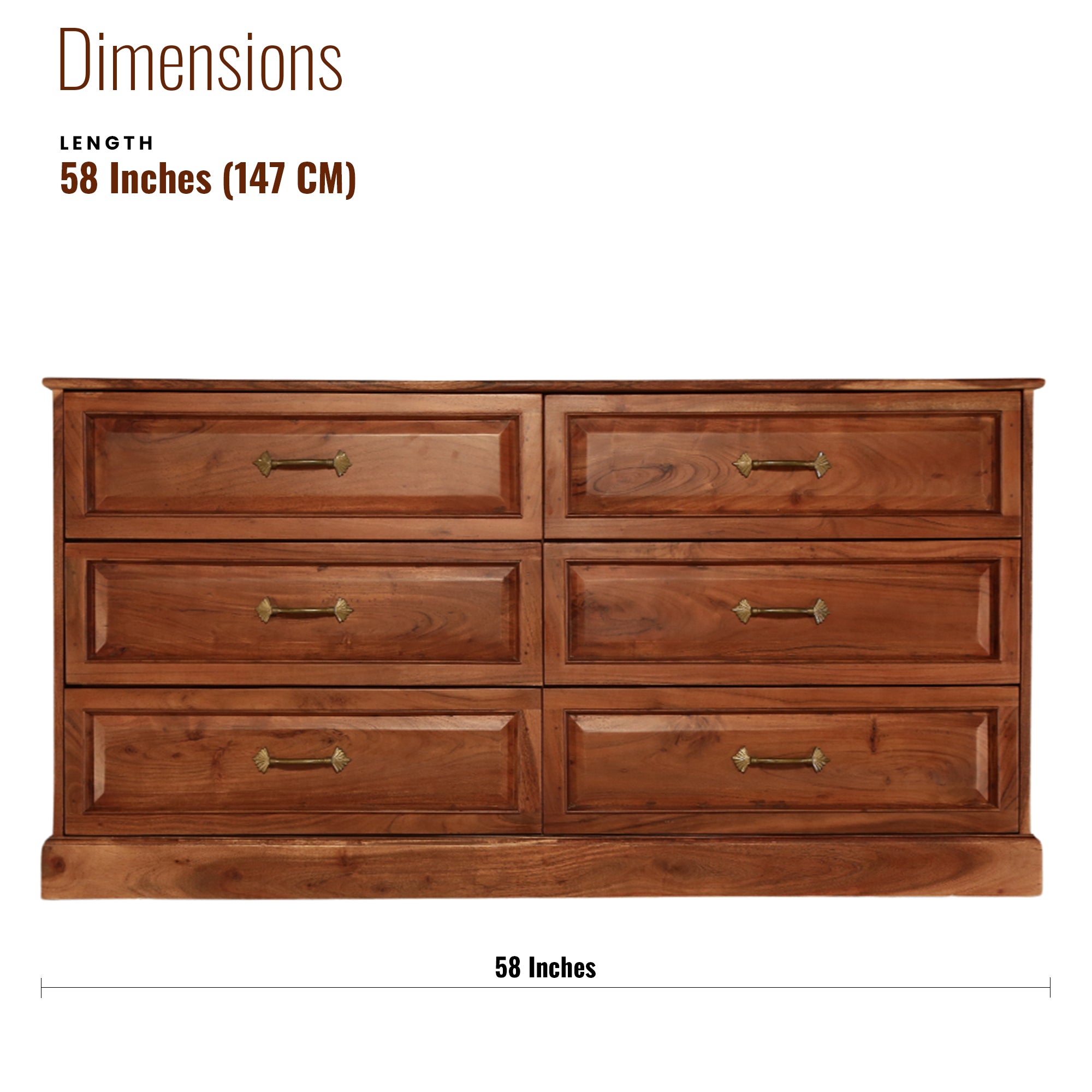 Tuscany Solid Wood Chest of Drawers with six drawers
