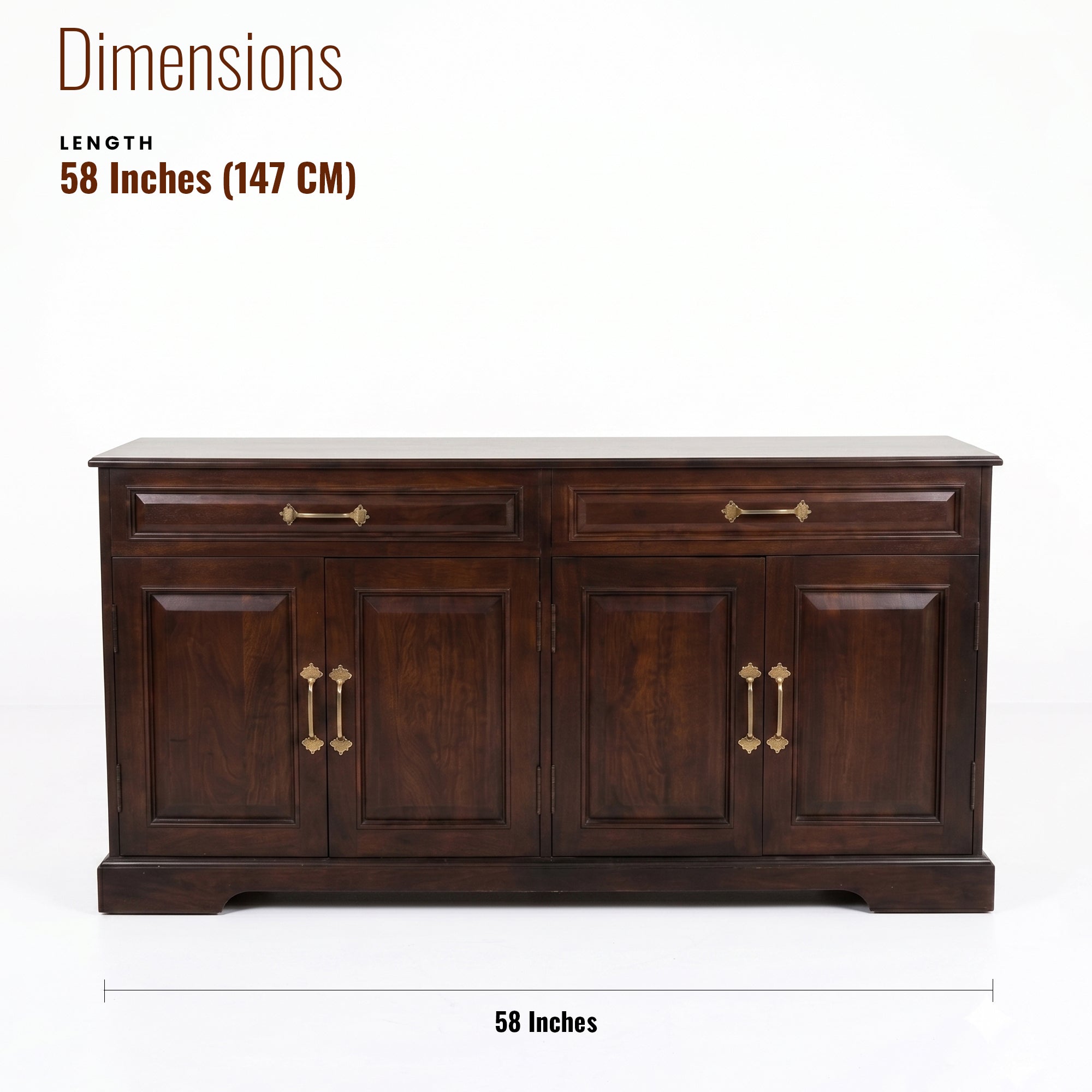 Tuscany Solid Wood Sideboard 4 Door 2 Drawer