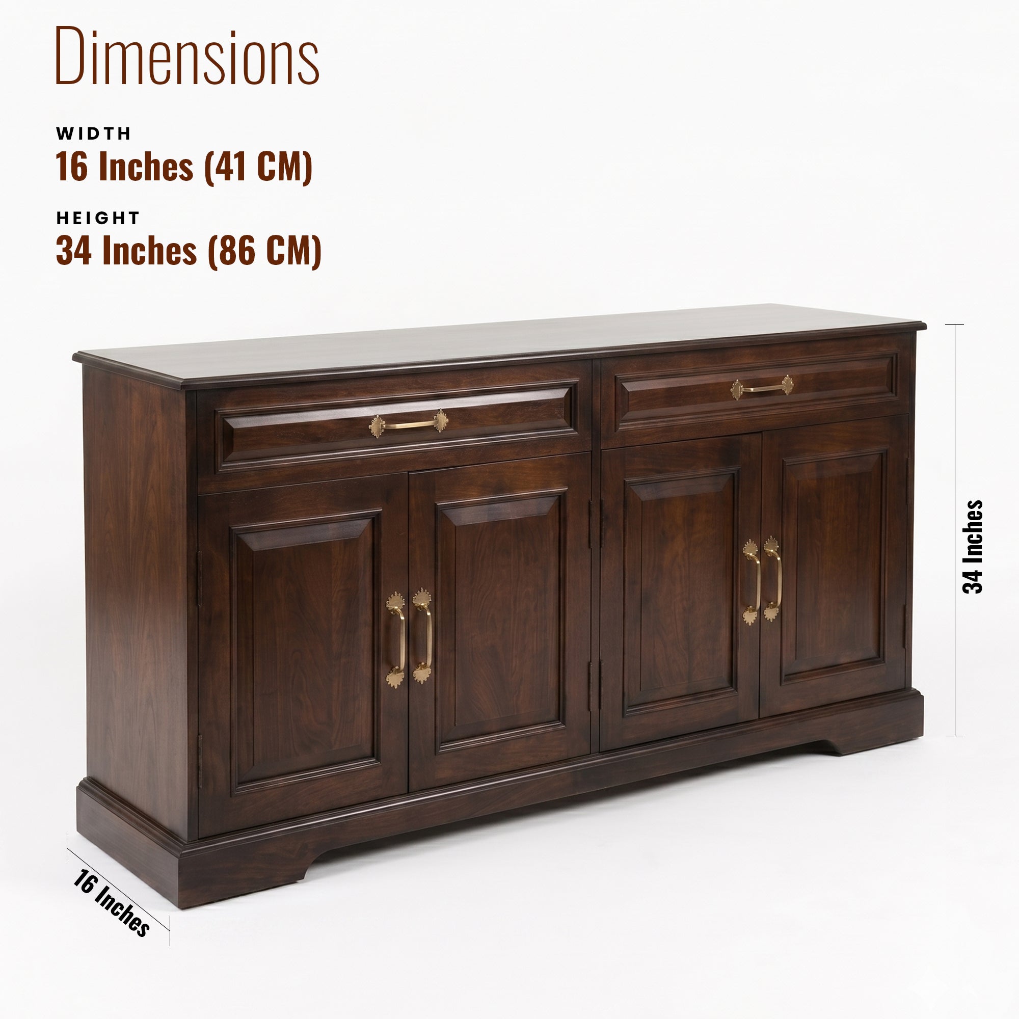 Tuscany Solid Wood Sideboard 4 Door 2 Drawer