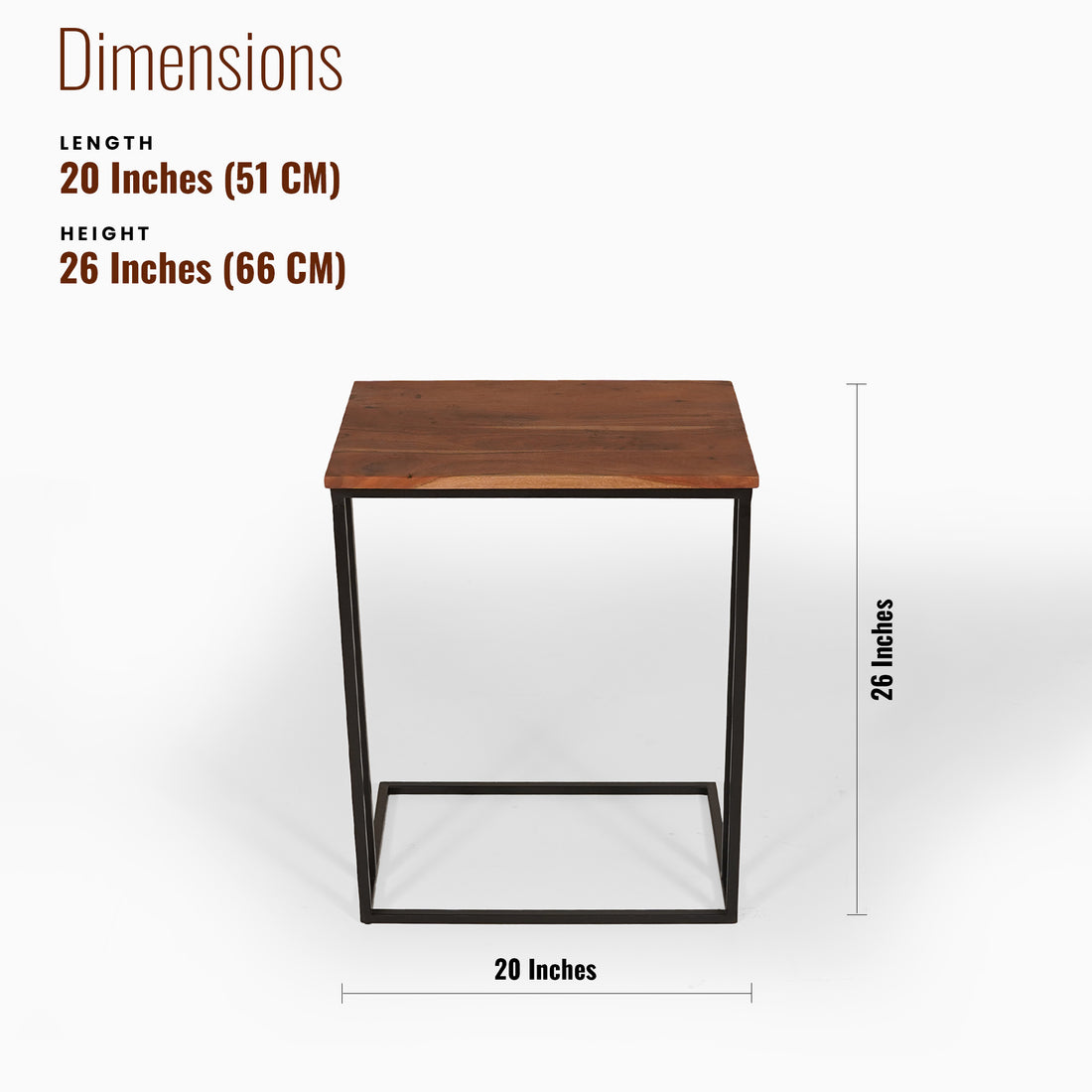 Versa Solid Wood Top Side table/ End table/ C table