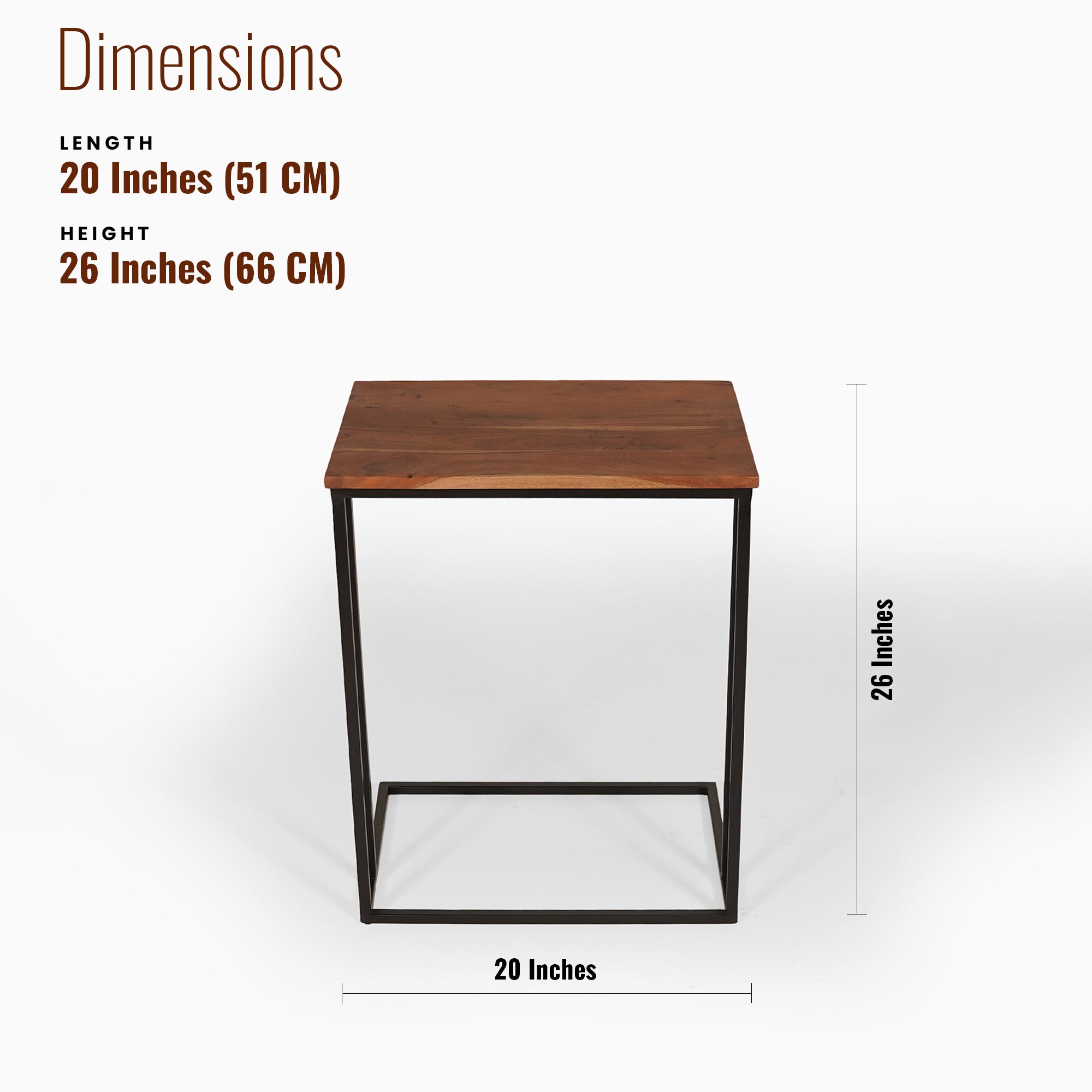 Versa Solid Wood Top Side table/ End table/ C table