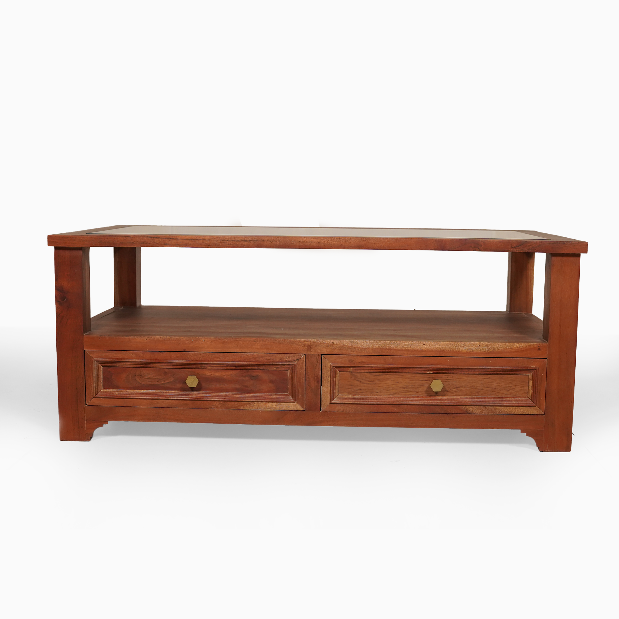 Walters Sheesham Wood Center table/ Coffee table Glass Top