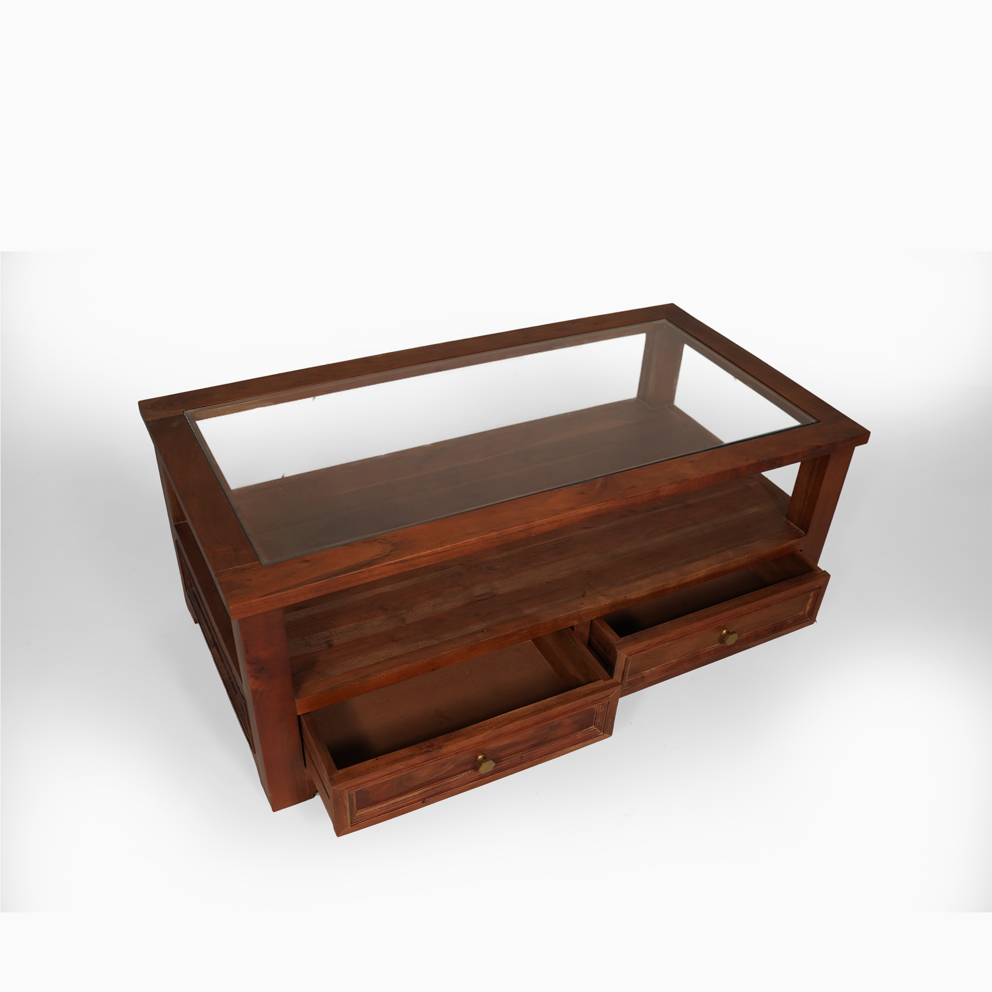 Walters Sheesham Wood Center table/ Coffee table Glass Top