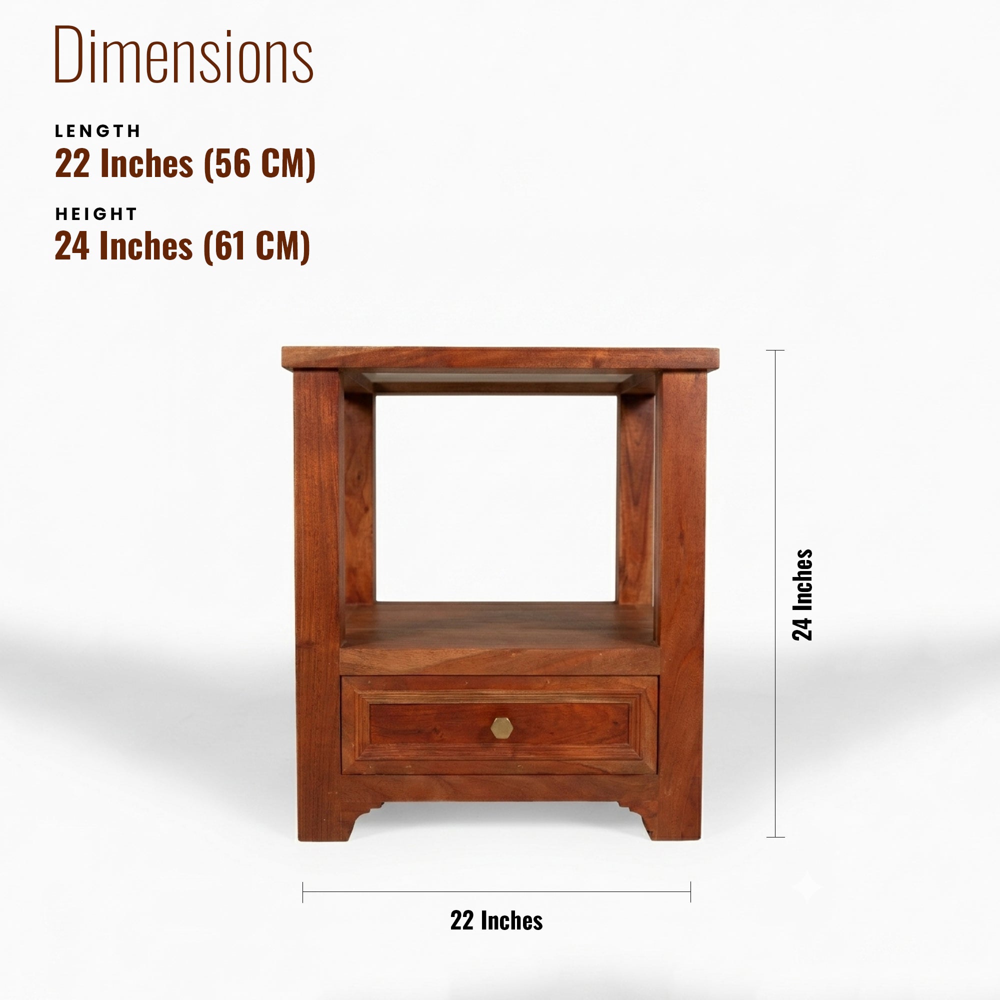 Walters Solid Wood Bedside table with Glass Top