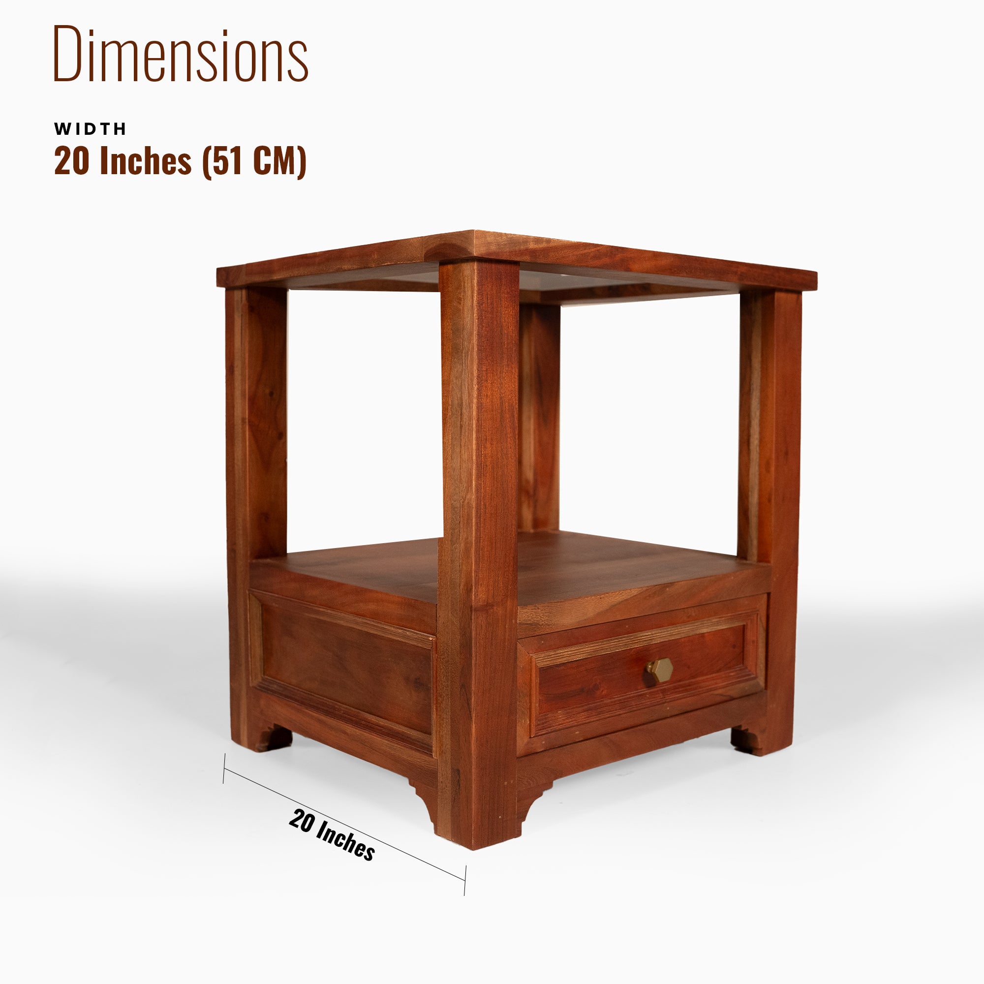 Walters Solid Wood Bedside table with Glass Top
