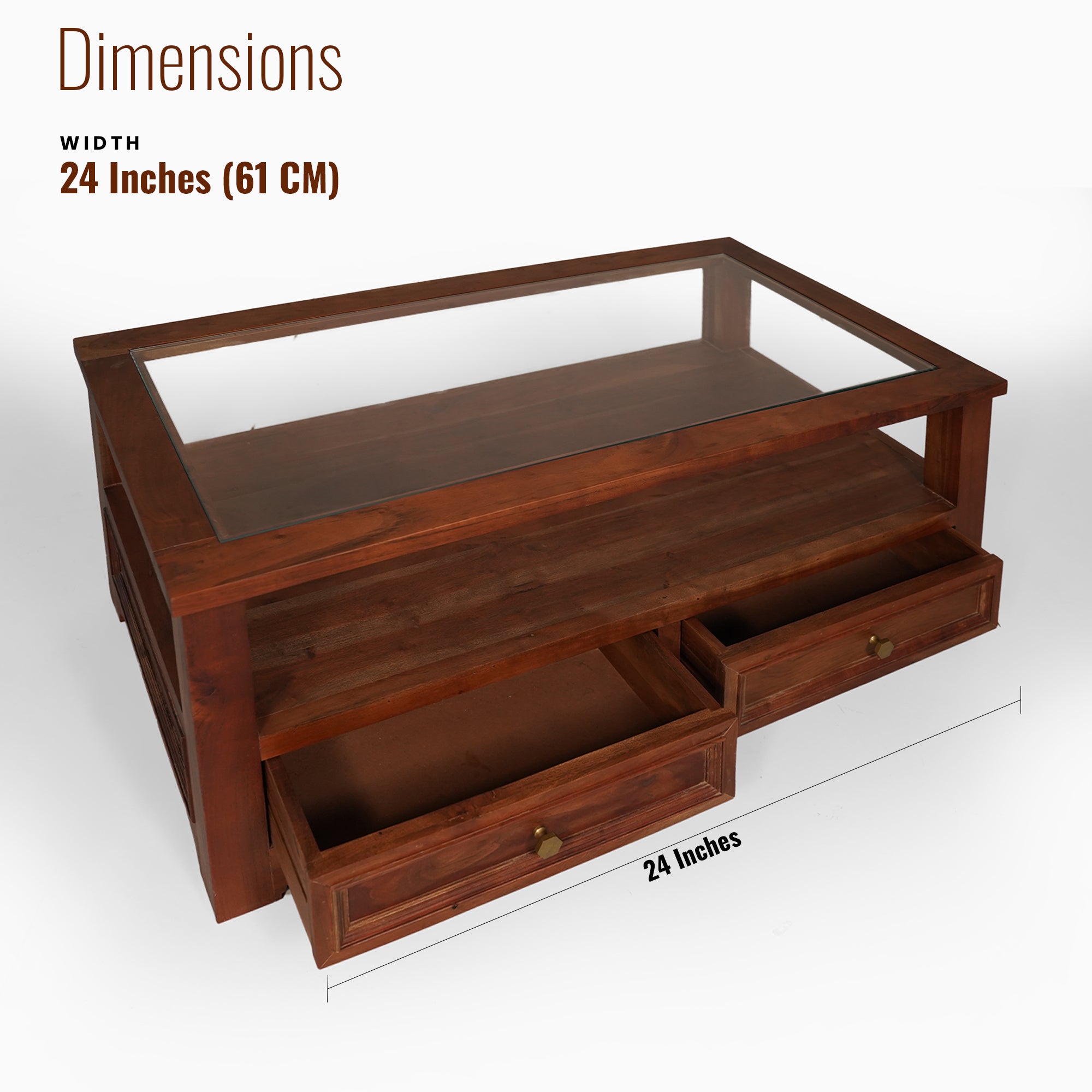 Walters Sheesham Wood Center table/ Coffee table Glass Top