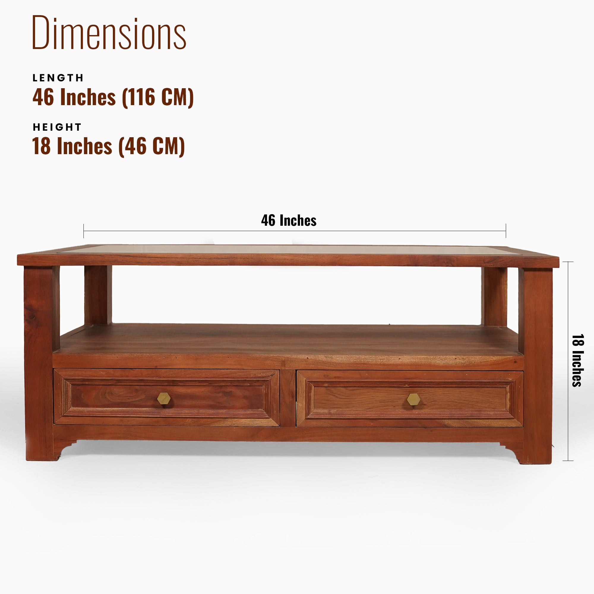 Walters Sheesham Wood Center table/ Coffee table Glass Top