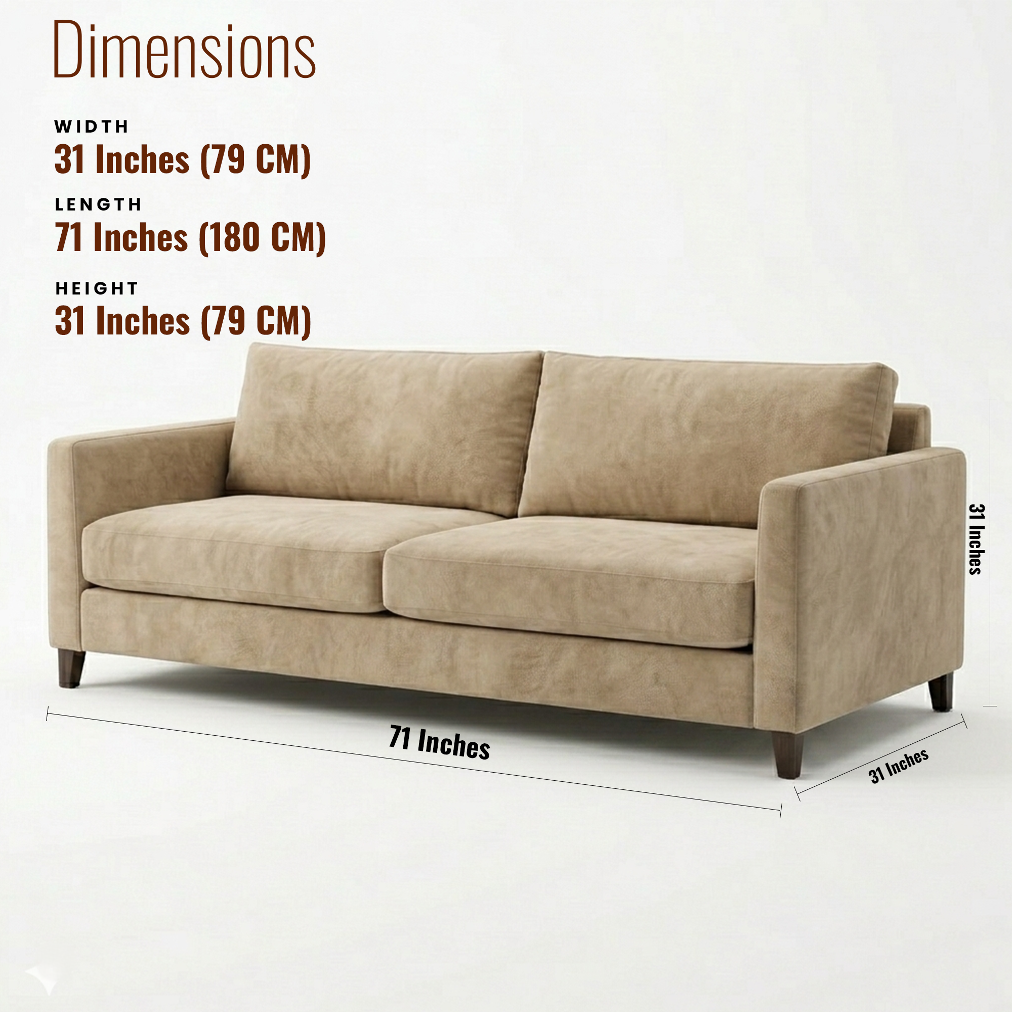 Wesley Three Seater Fabric Sofa