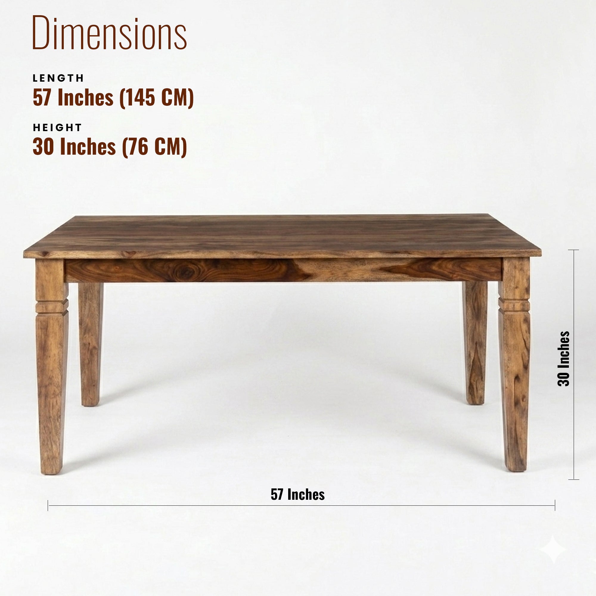 William Sheesham Wood Dining Table/ Six Seater