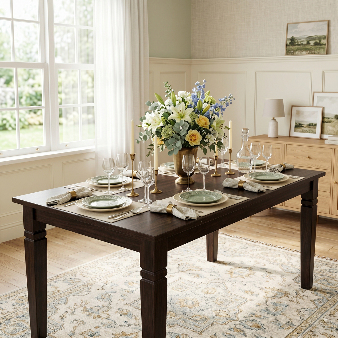 William Sheesham Wood Dining Table/ Six Seater